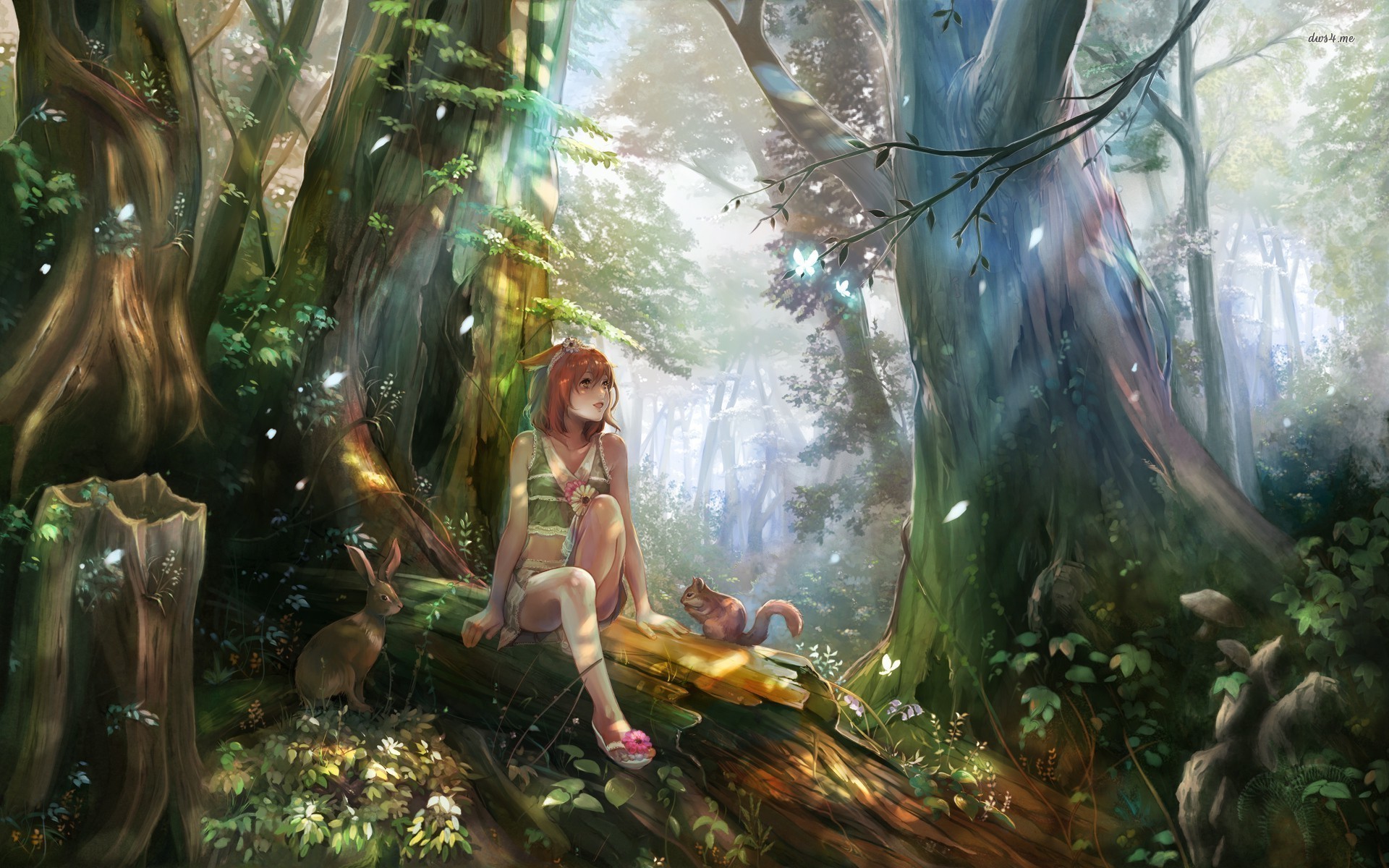 1920x1200 girl-in-the-magical-forest-anime-wallpaper