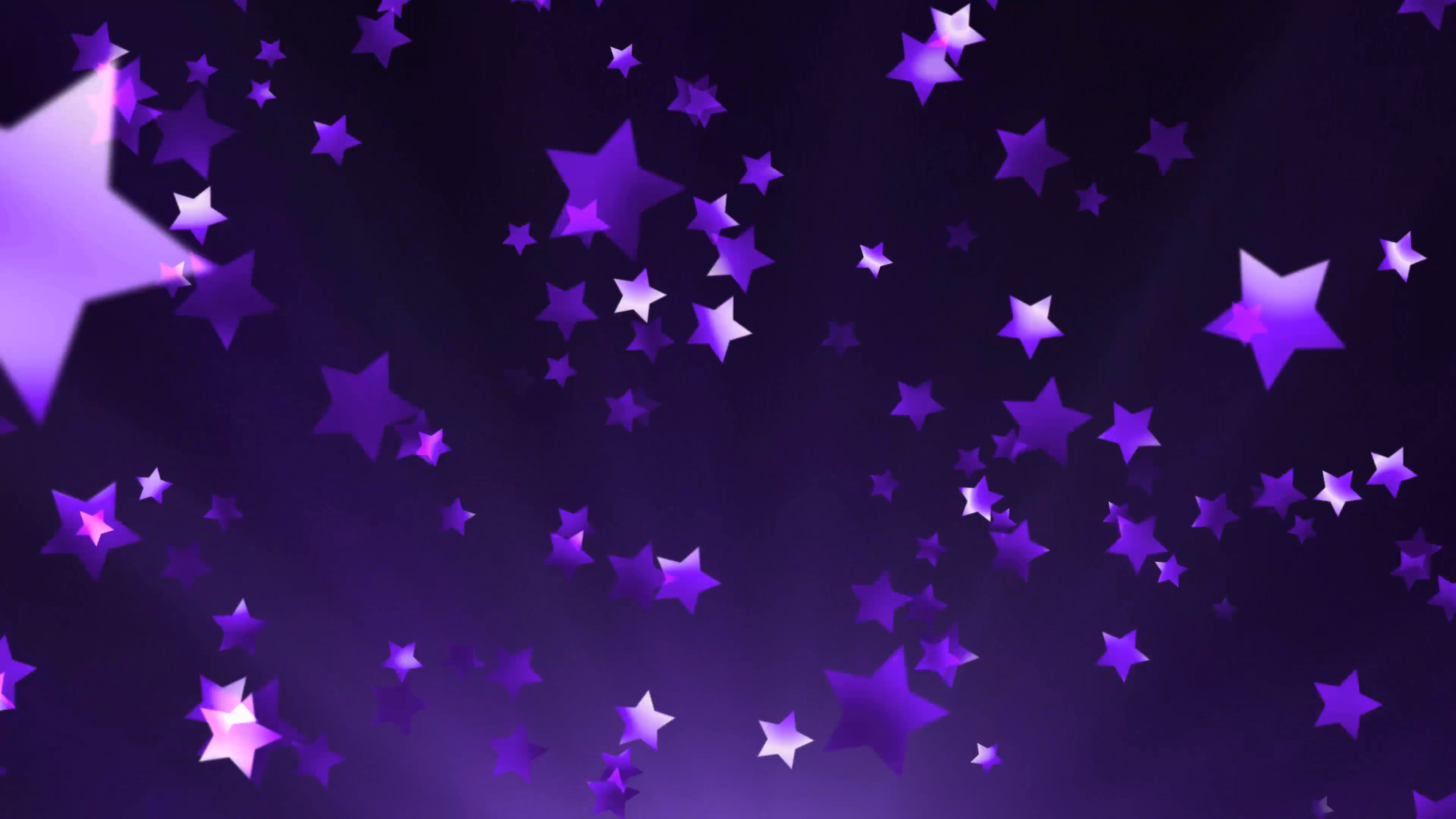 3840x2160 Multiple purple glittering and sparkling stars fly across a purple  background.