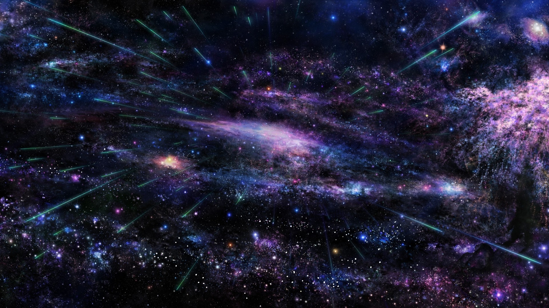1920x1080 universe, violet blue cluster of stars