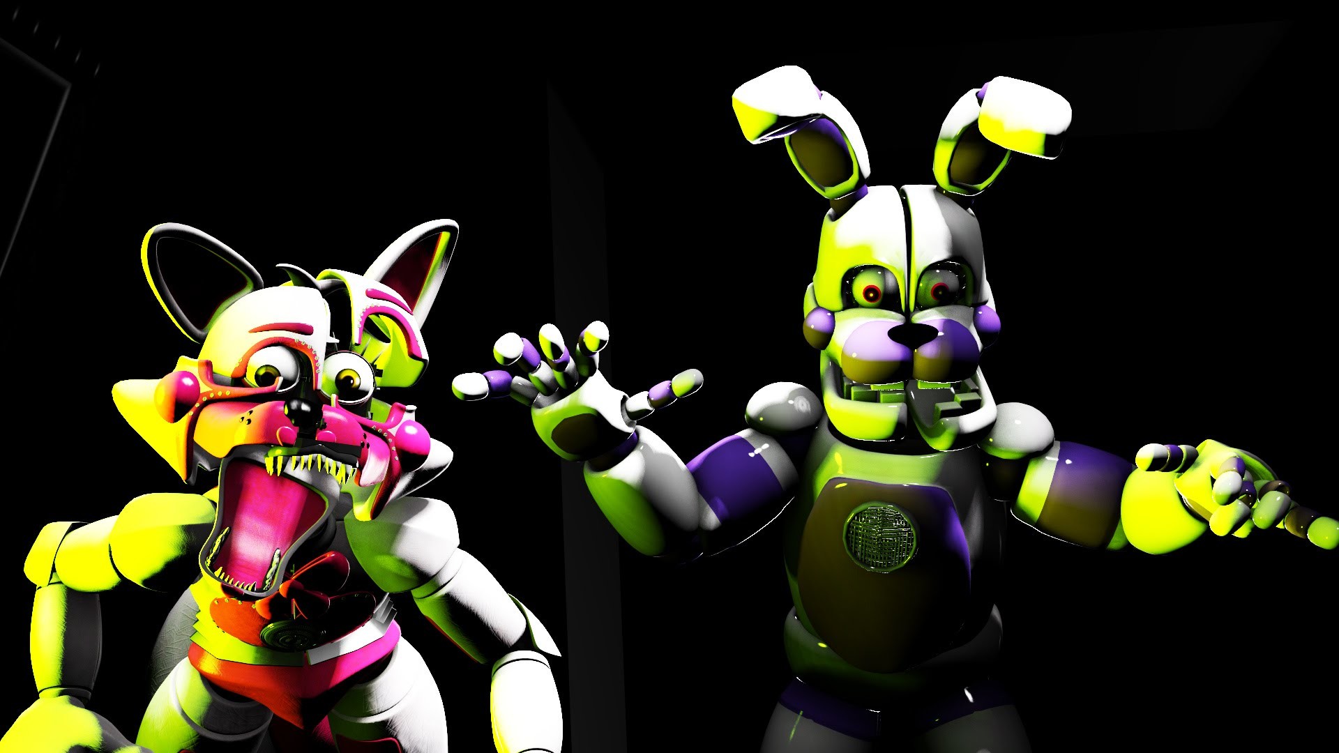 1920x1080 SFM FNAF FUNTIME BONNIE AND FUNTIME FOXY JUMPSCARE HORROR SCENE - YouTube