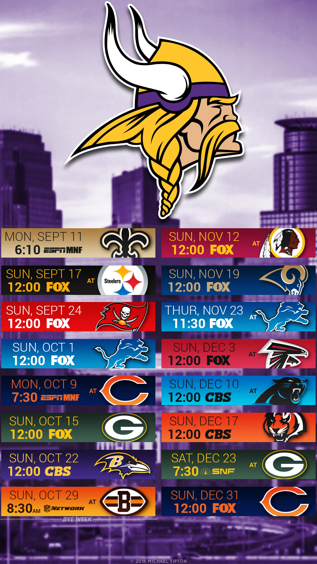 1080x1920 Minnesota Vikings 2017 schedule turf logo wallpaper free iphone 5, 6, 7, ...