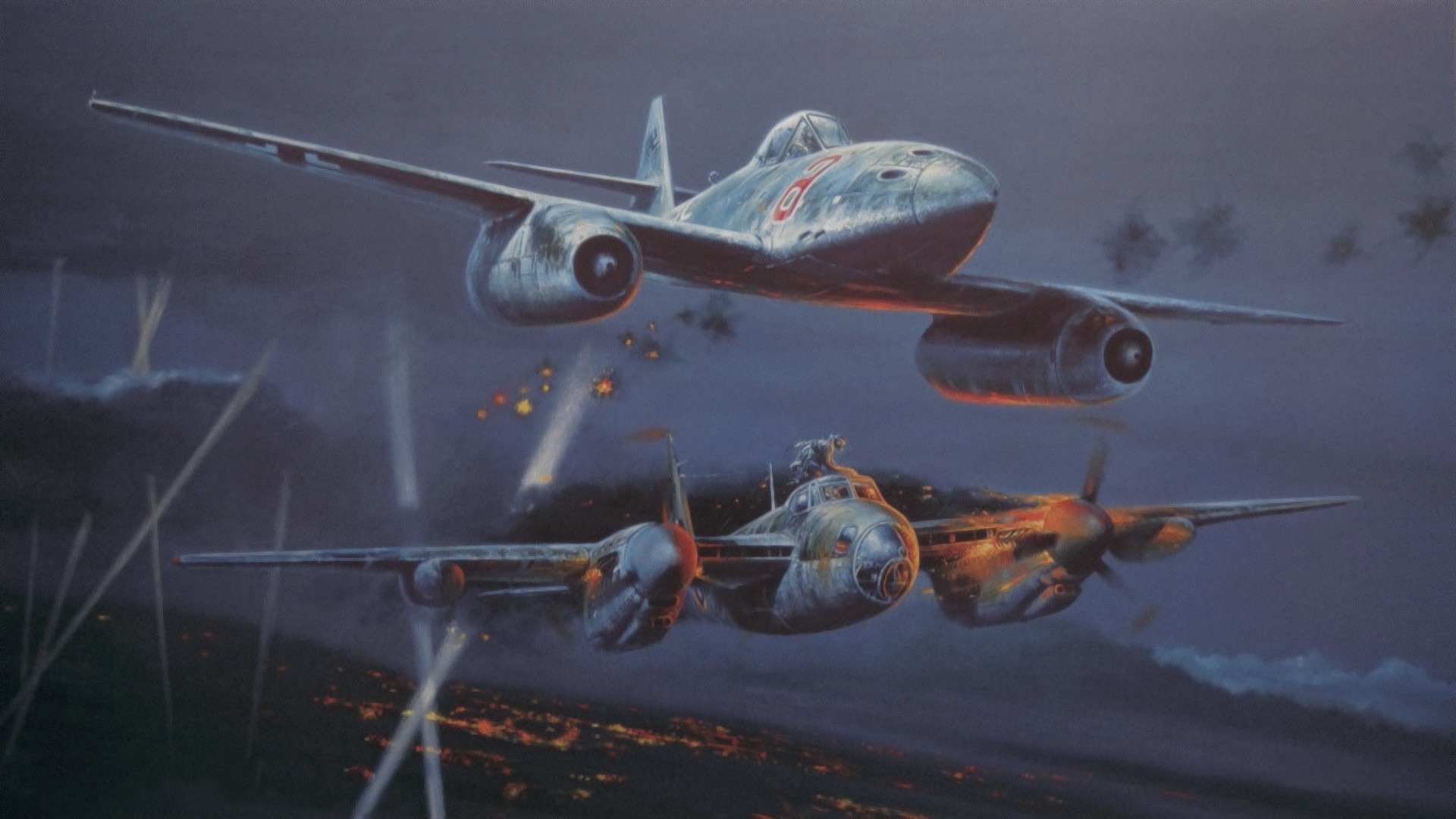 1920x1080 artwork, Aircraft, Military, World War II, Messerschmitt Me 262, De  Havilland