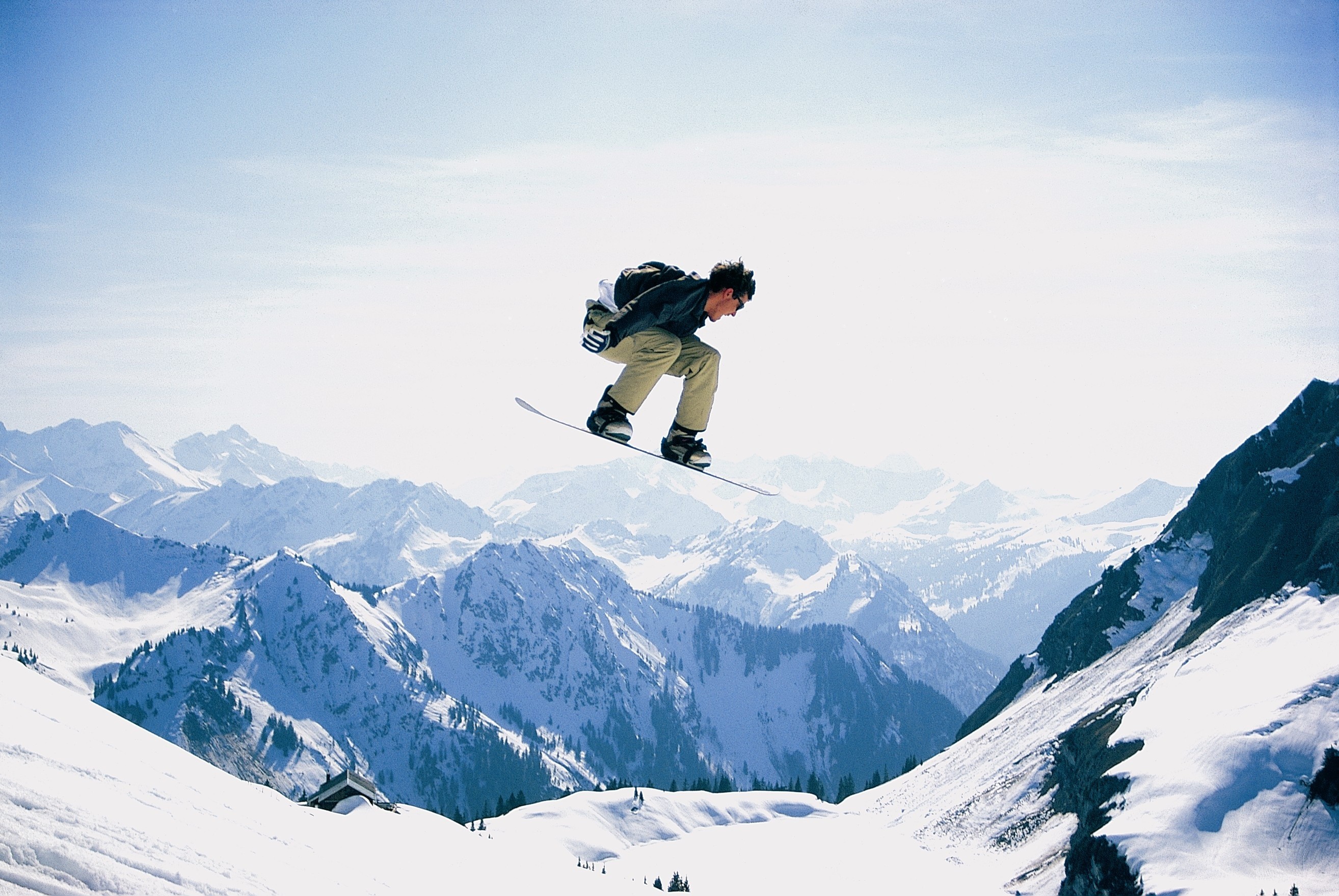 2628x1759 snowboard, snow, snowboarder, jump, extreme, mountais