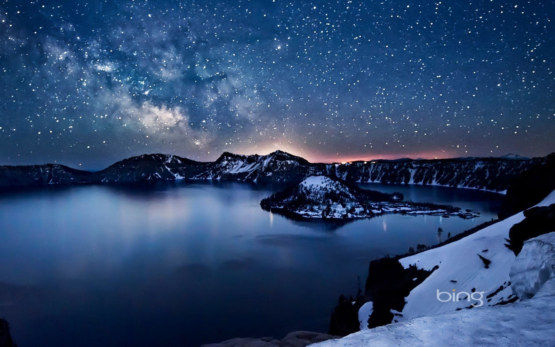 1920x1200 Milky Way above Crater Lake, Oregon | HD Bing Wallpaper Archive