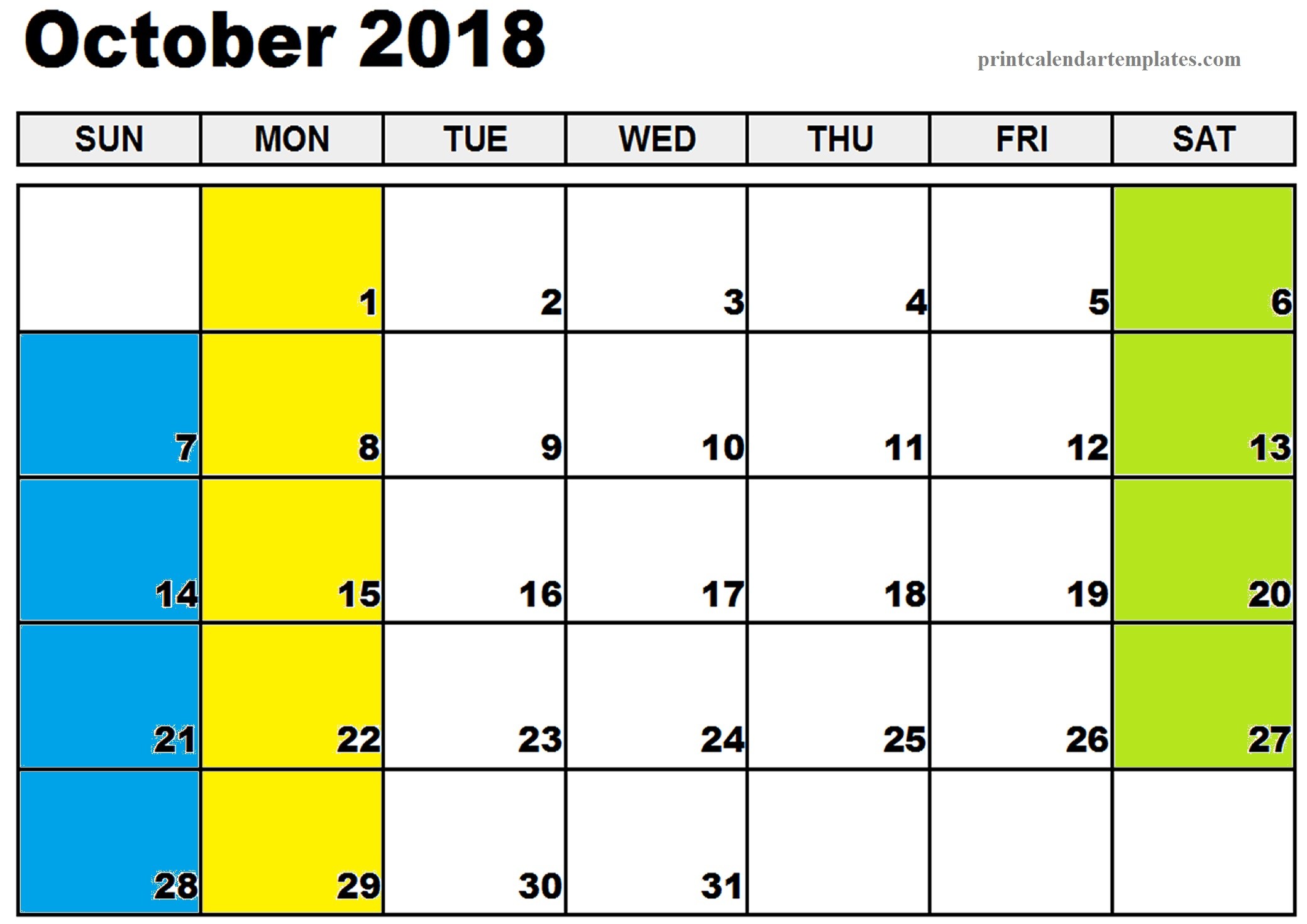 2079x1470 october calendar 2018