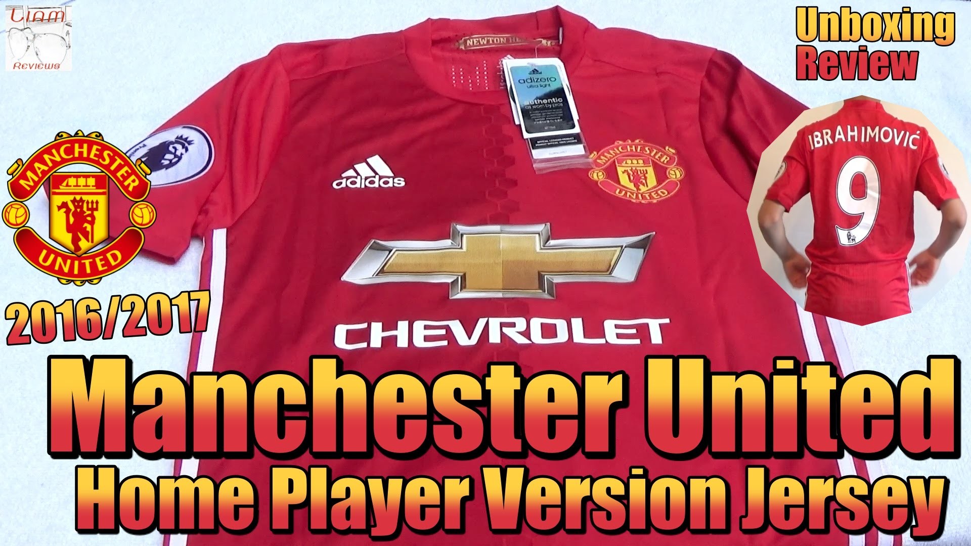 1920x1080 Adidas 2016/17 Manchester United Home Jersey | Zlatan Ibrahimovic #9 |  Unboxing/Review - YouTube