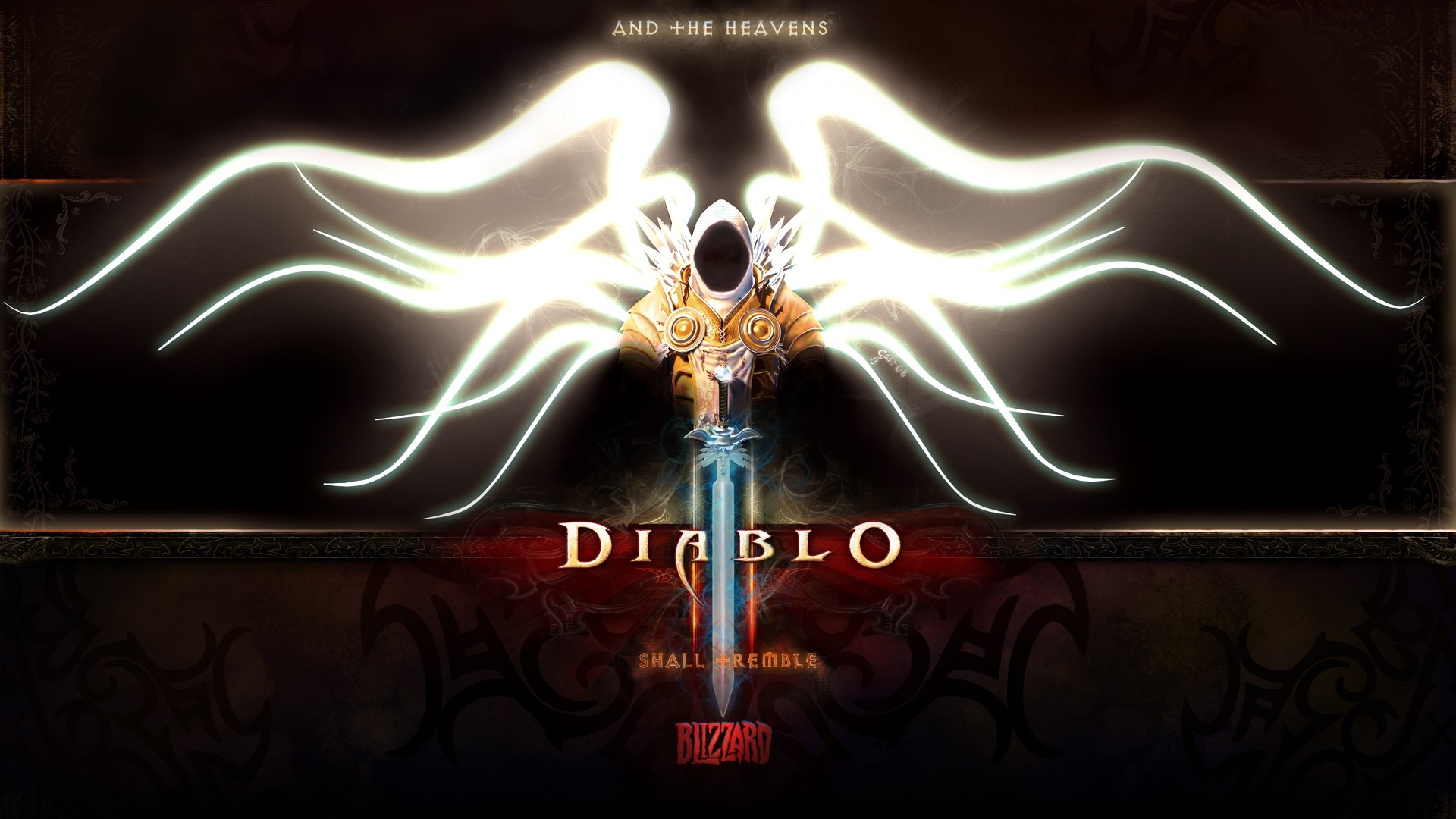 1920x1080 Download Diablo 3 Tyrael Angel Archangel Character Wings Hood Sword  Wallpaper Â« Kuff Games