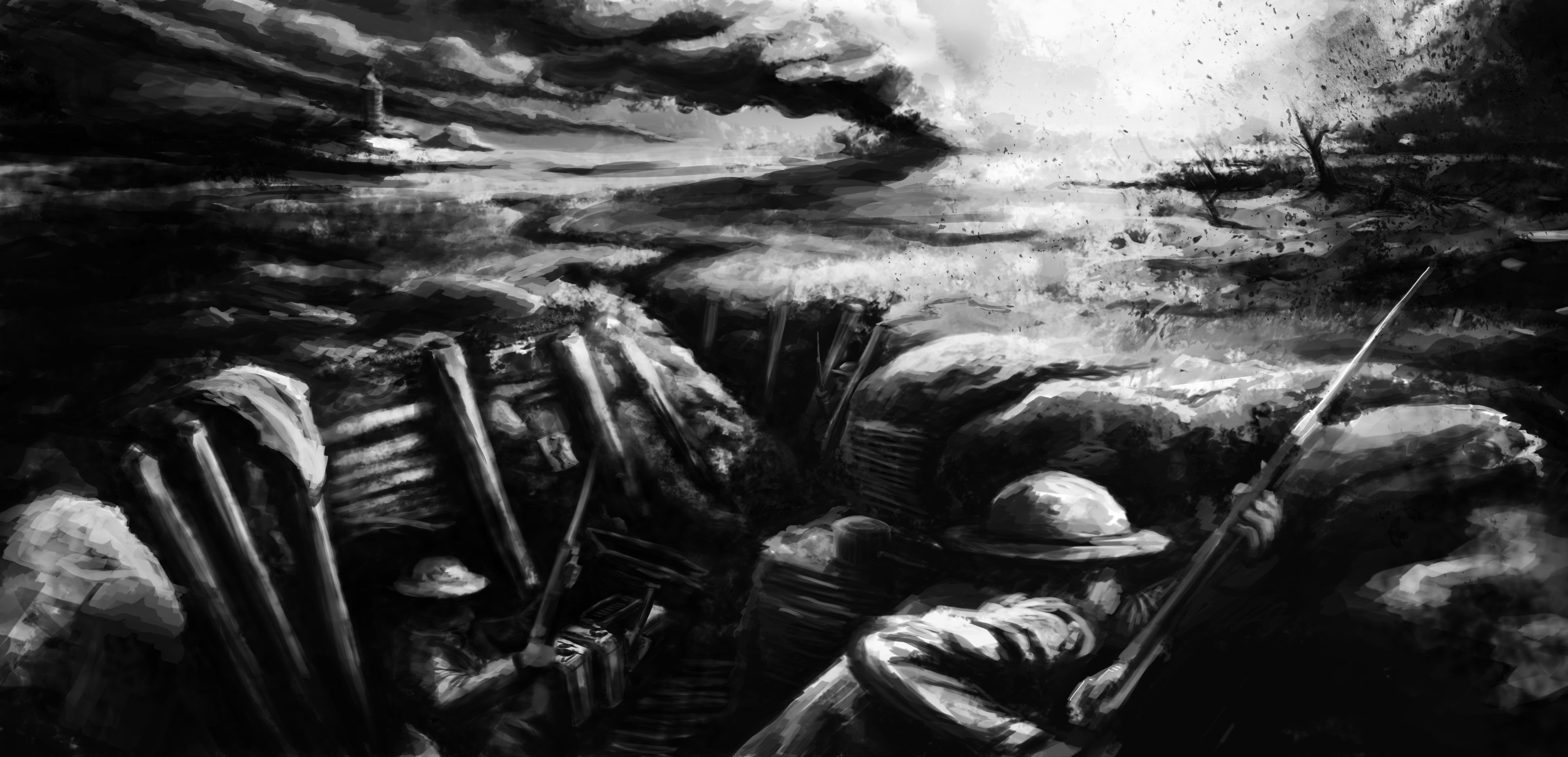 3181x1536 ... World War 1: trenches by Breaky