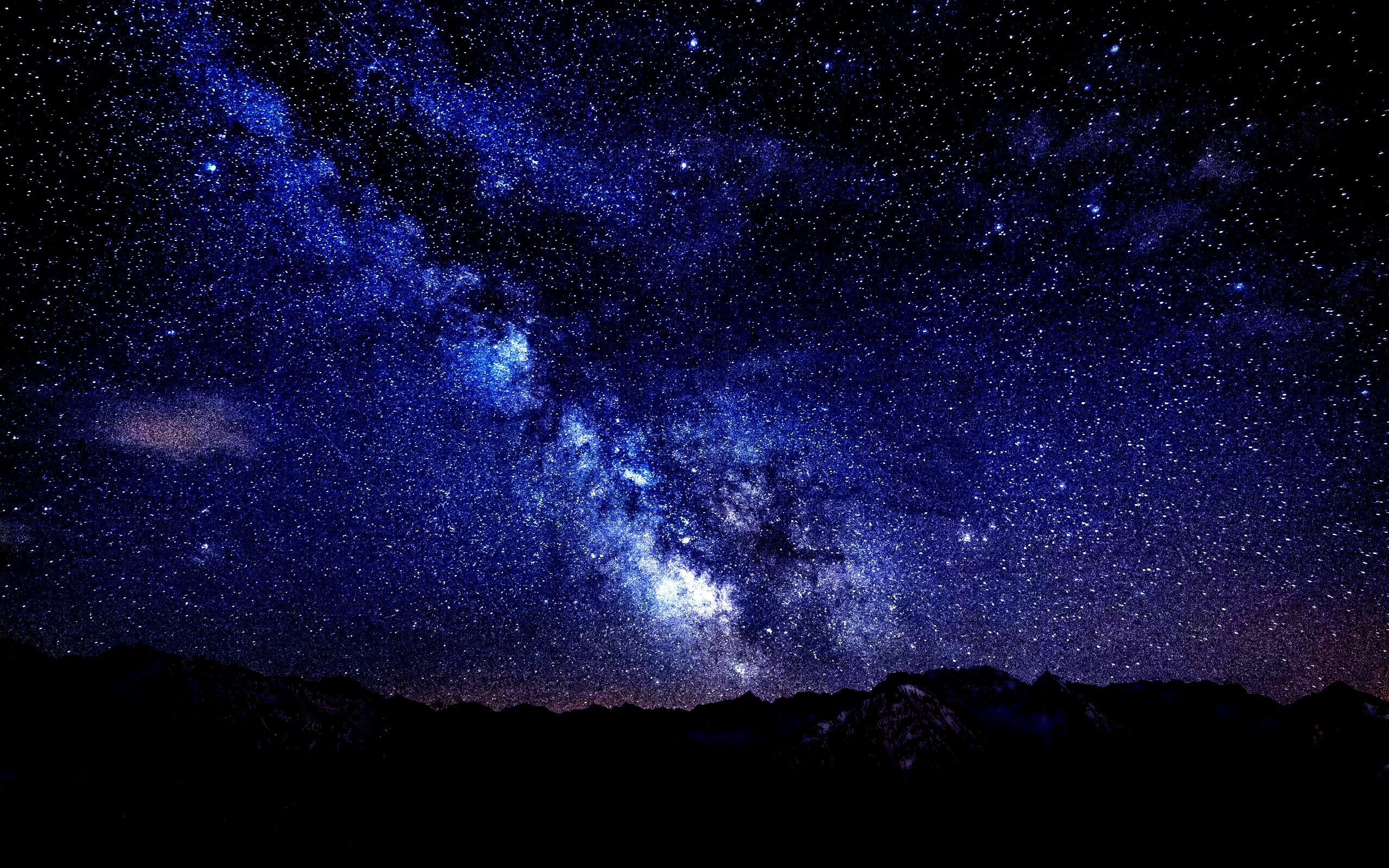 2560x1600  Mountains Night Sky Stars High Contrast