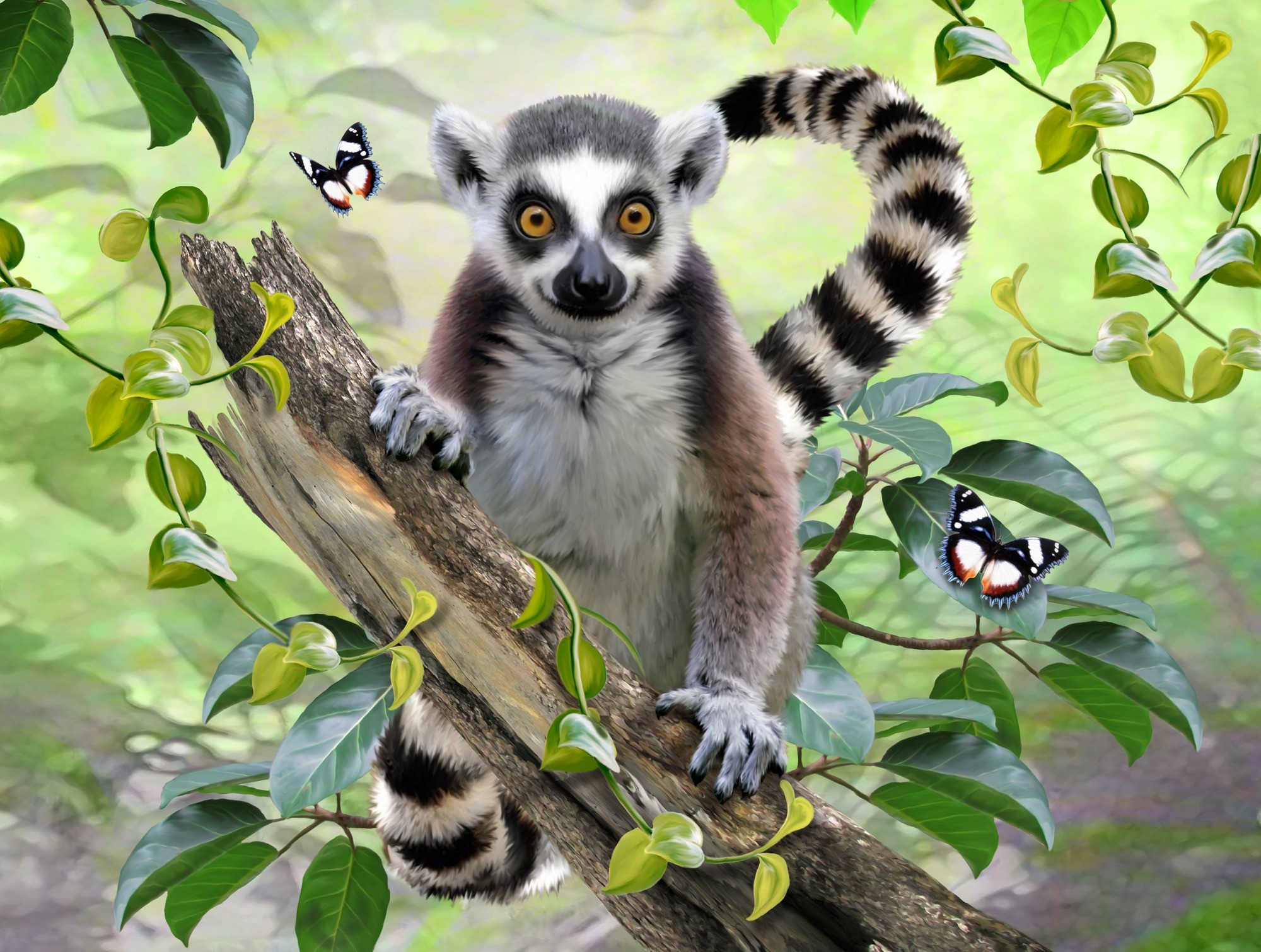 2000x1510 Ringtailed Lemur Selfie Wall Mural Photo Wallpaper