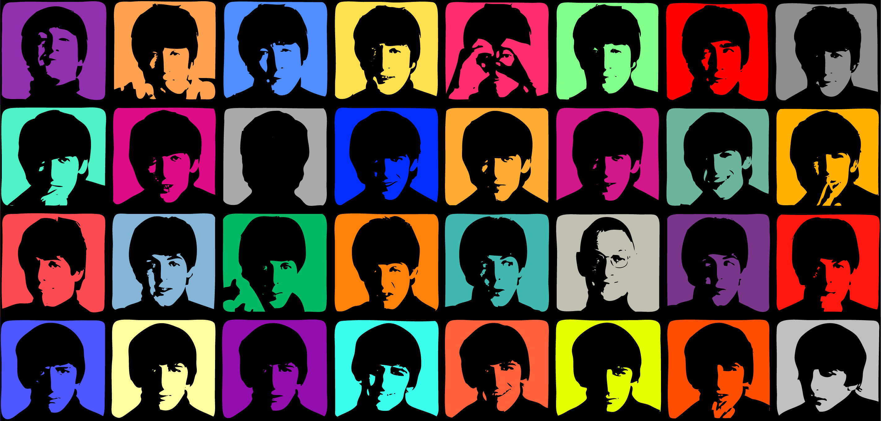 2847x1360 Beatles-POP ART wallpaper - ForWallpaper.com