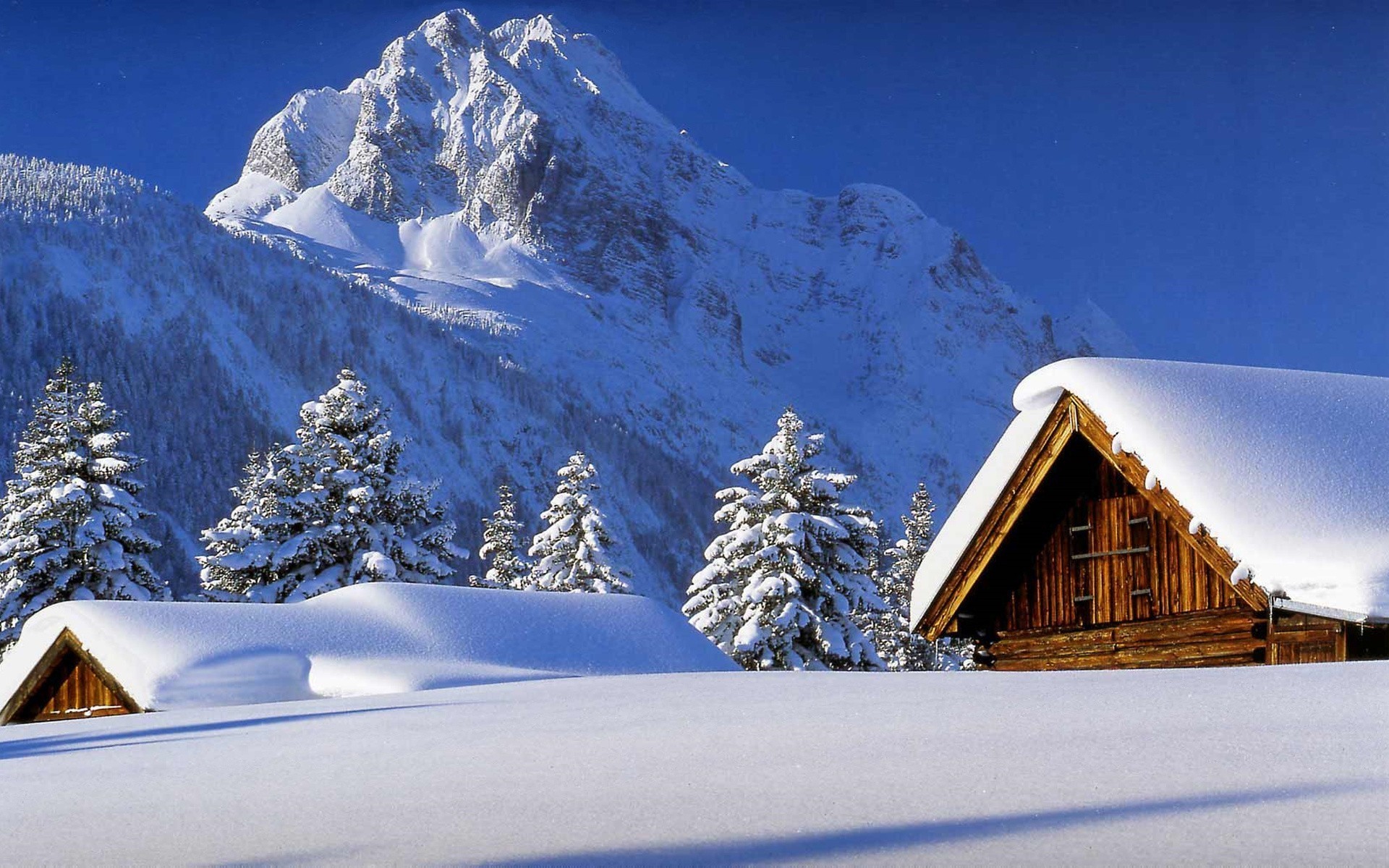 1920x1200 Cabin landscapes mountains snow winter wallpaper
