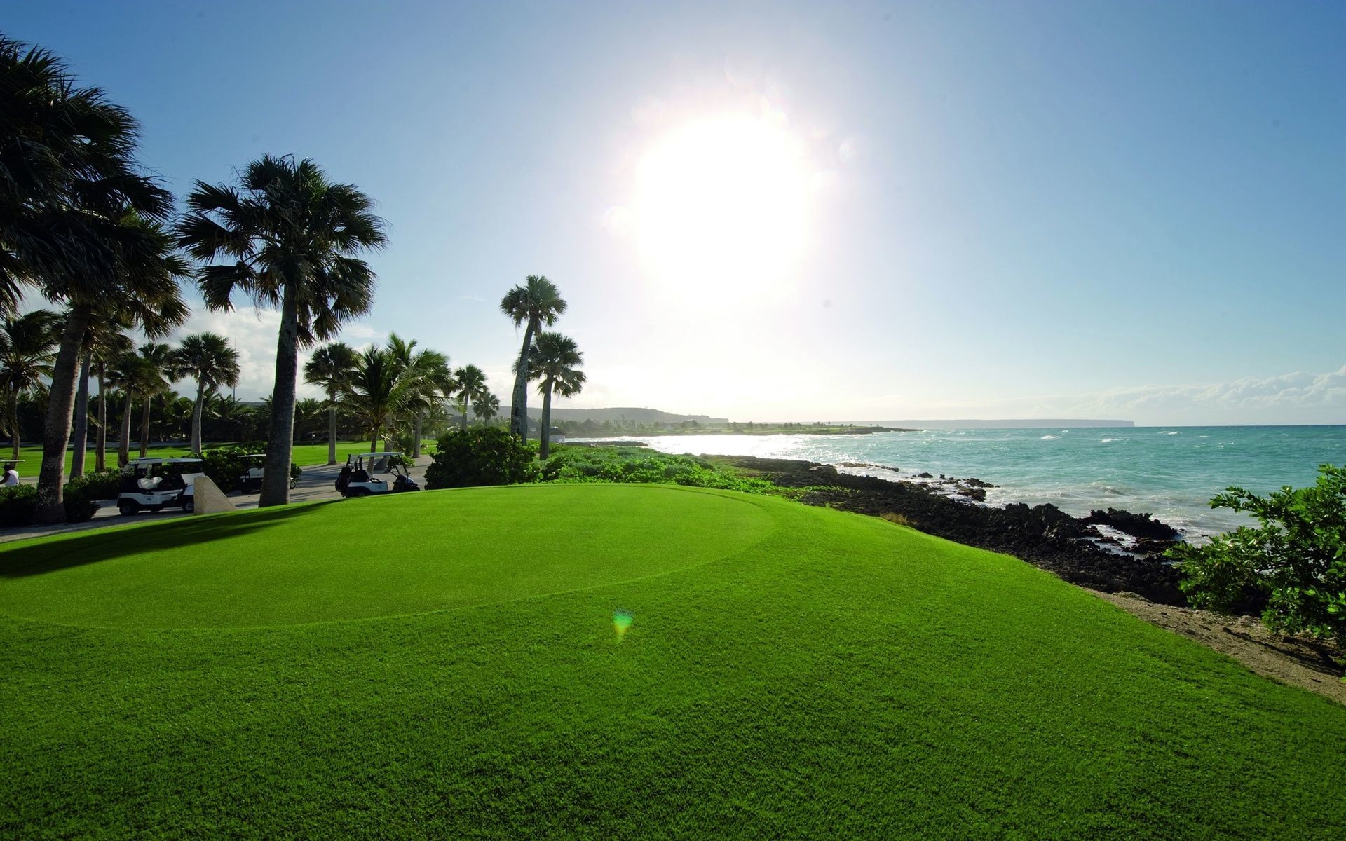 1920x1200 Golf Course By A Tropical Beach Desktop Background. Download  ...