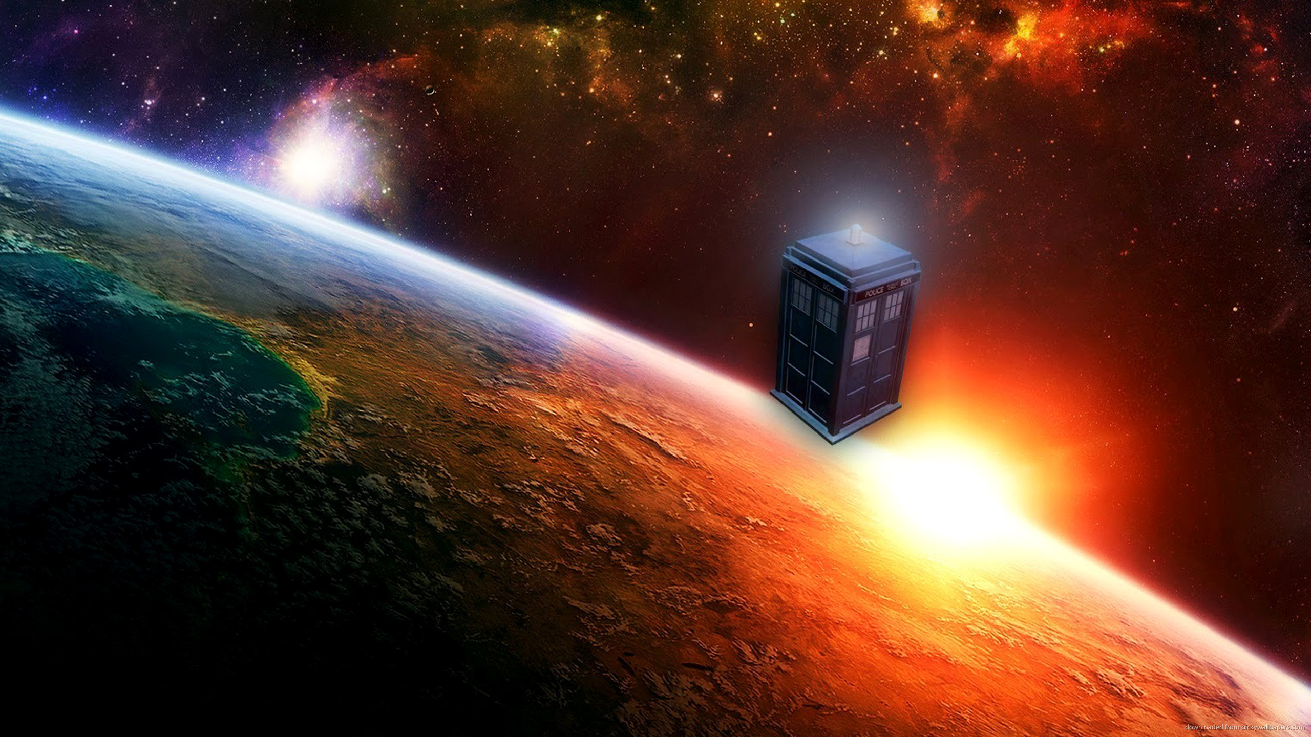2560x1440 Tardis Drifting In Open Space for 