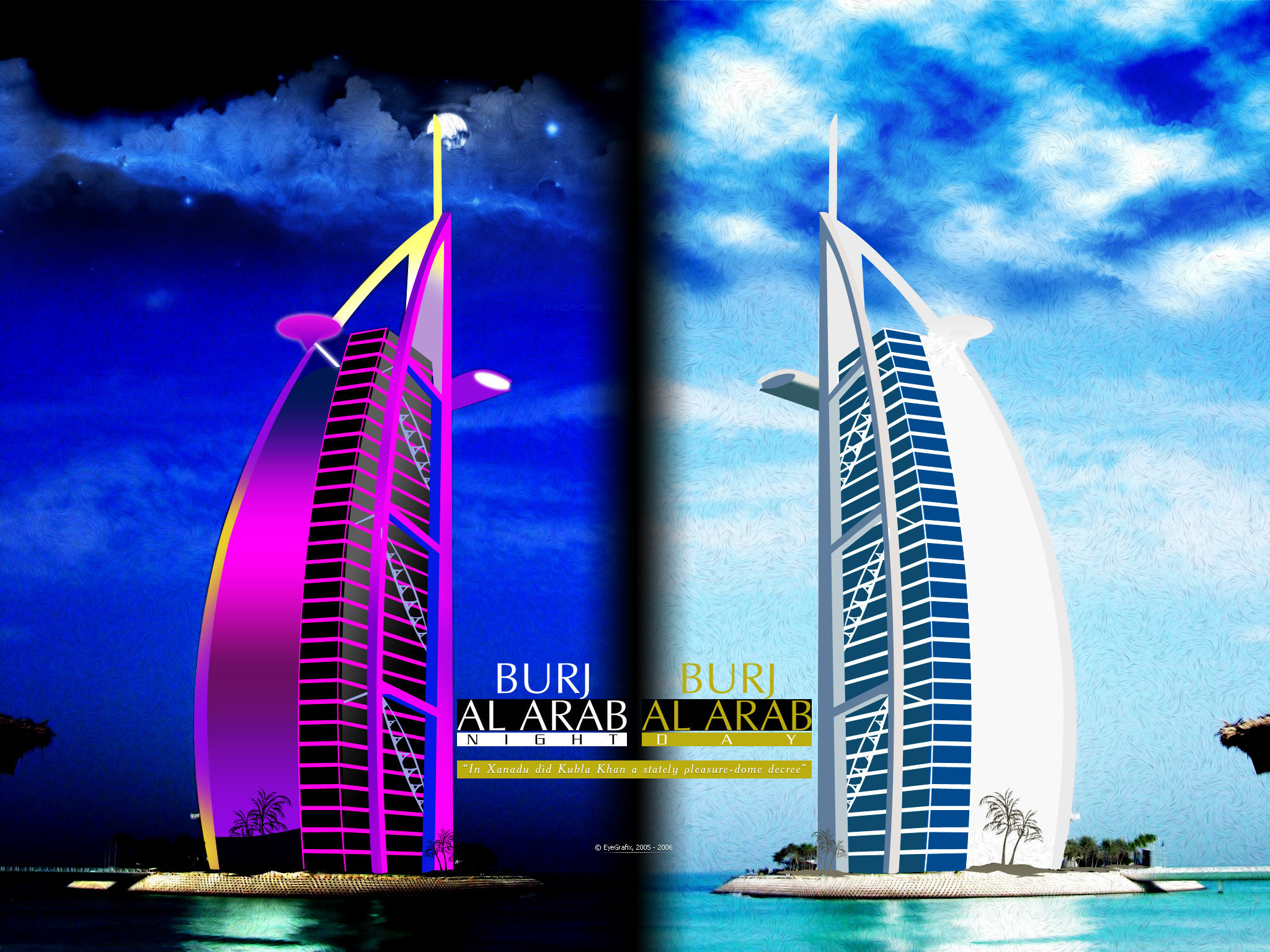 2048x1536 Burj Al Arab in day night by CaptureAYE ...