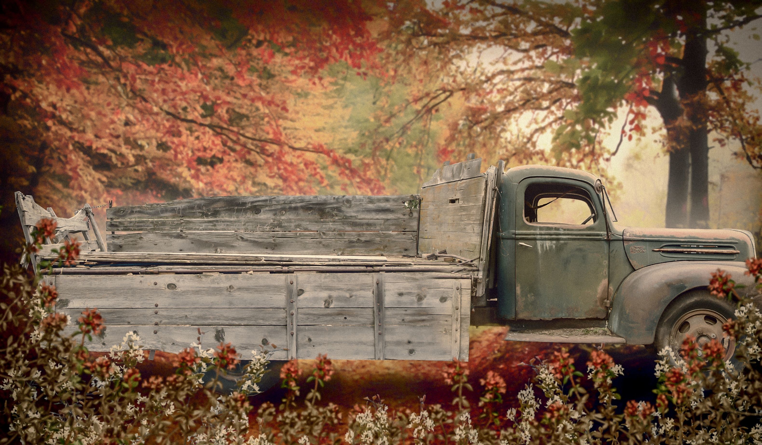 3160x1846 Old Truck Fall Family Photo Background- digital background, fall family  photo ideas, rustic old truck, pet digital backdrop download, digital wall  art, ...