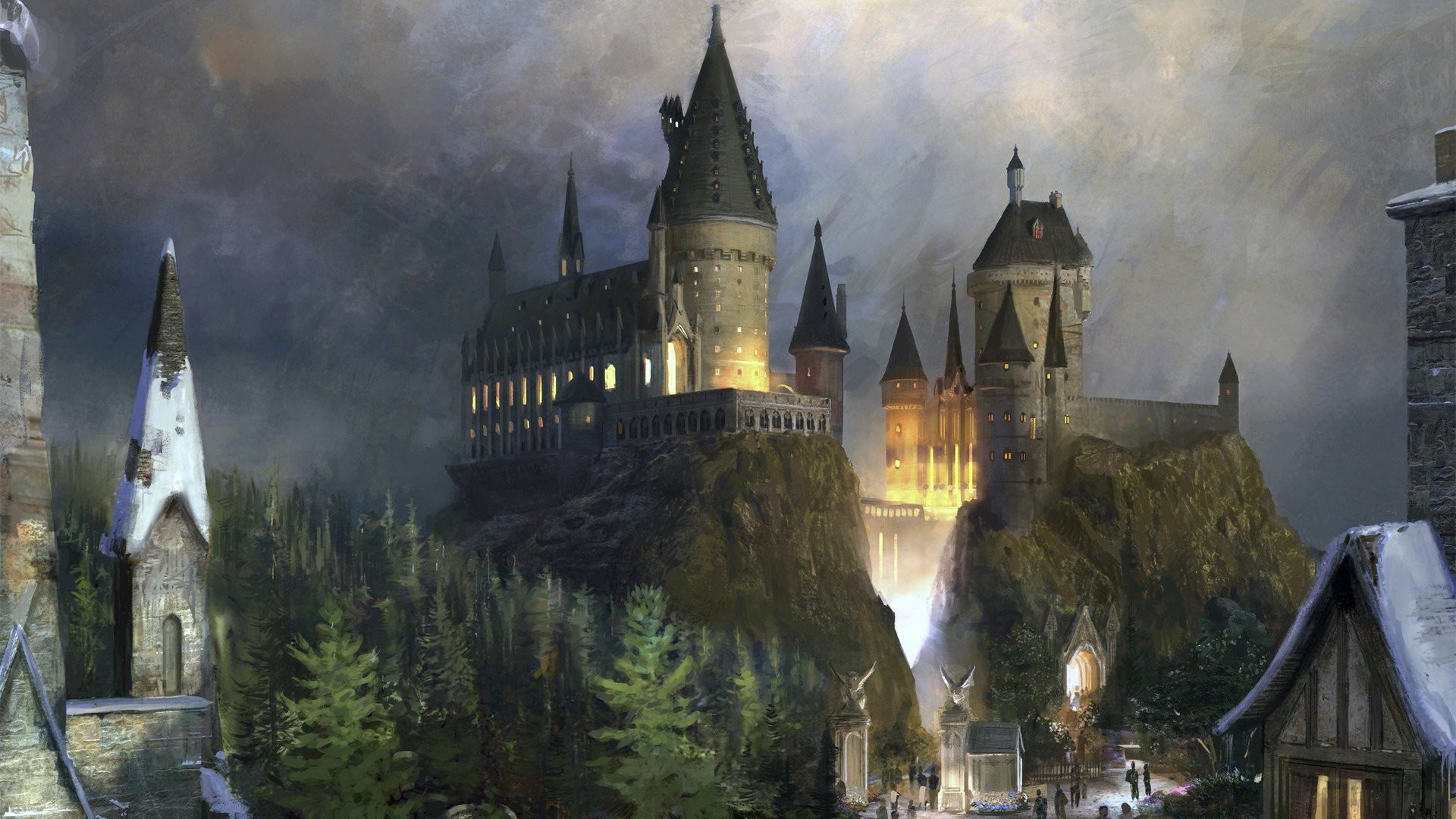 1920x1080 Harry Potter artwork Hogwarts wallpaper