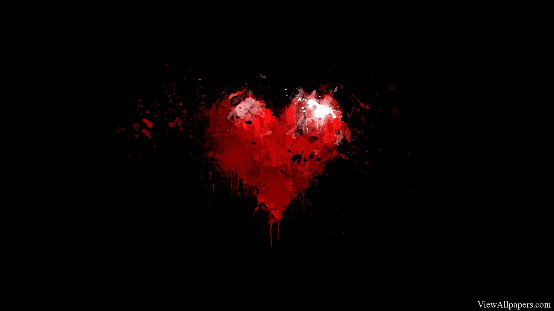 1920x1080 Painted Red Heart on Black Background Wallpaper