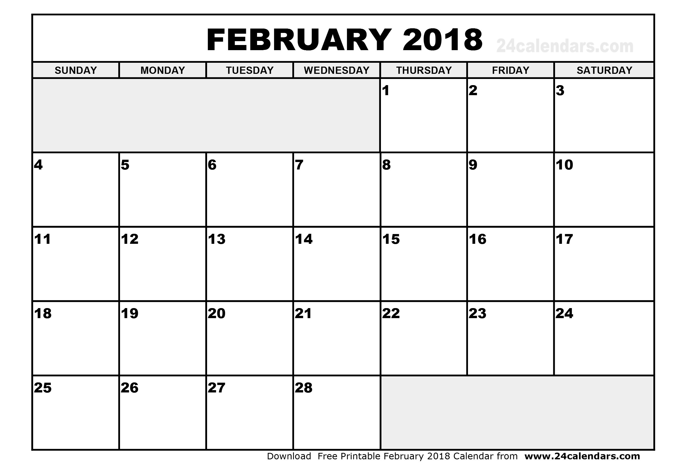 2613x1847 February 2018 Calendar Template ...