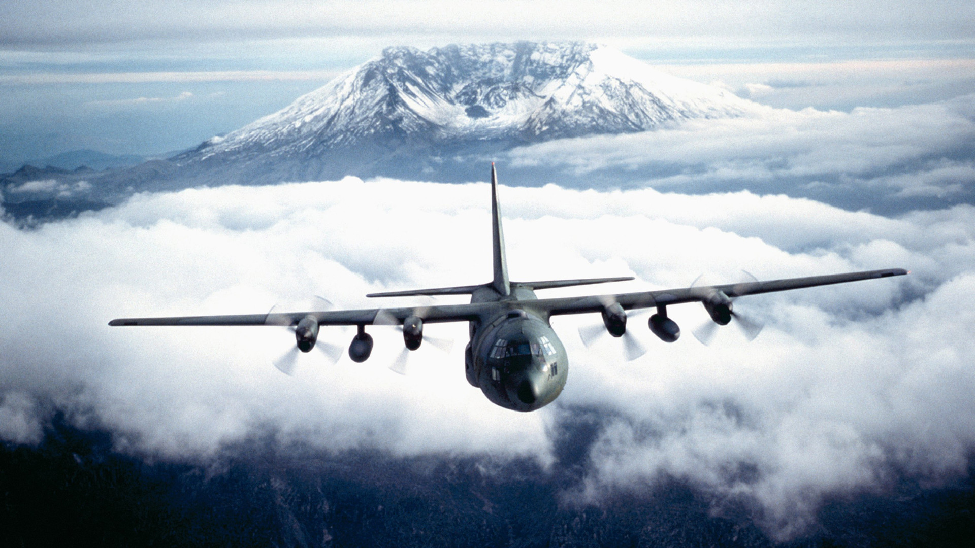 1920x1080 C-130 Hercules Army Aircraft Over Clouds Wallpaper - http://www.