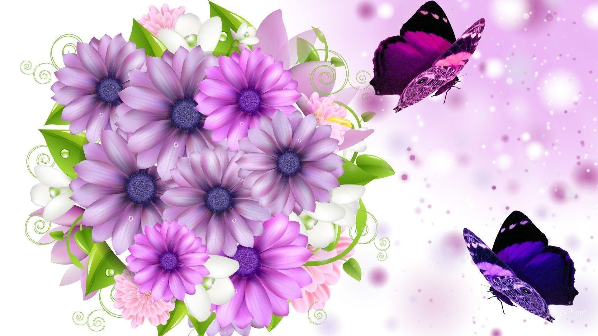 1920x1080 Wallpapers For > Spring Flowers And Butterflies Wallpaper