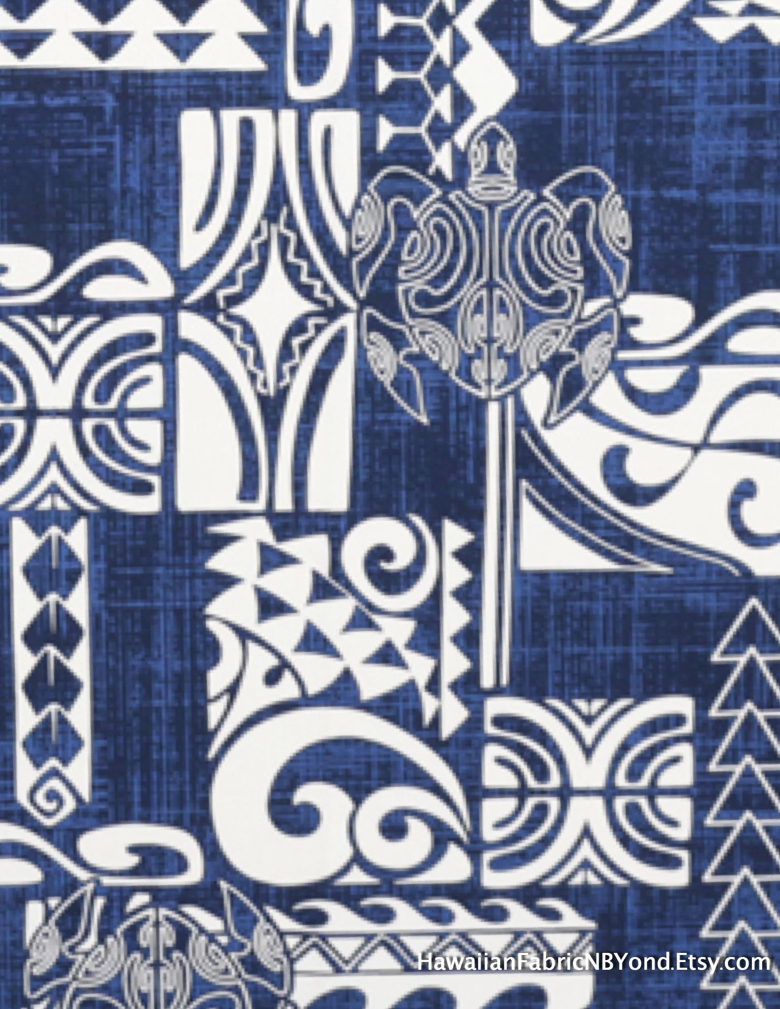 1530x1980 Fabric: Polynesian tribal, petroglyph turtle and swirls on a mesh blue  background. By HawaiianFabricNBYond.Etsy.com