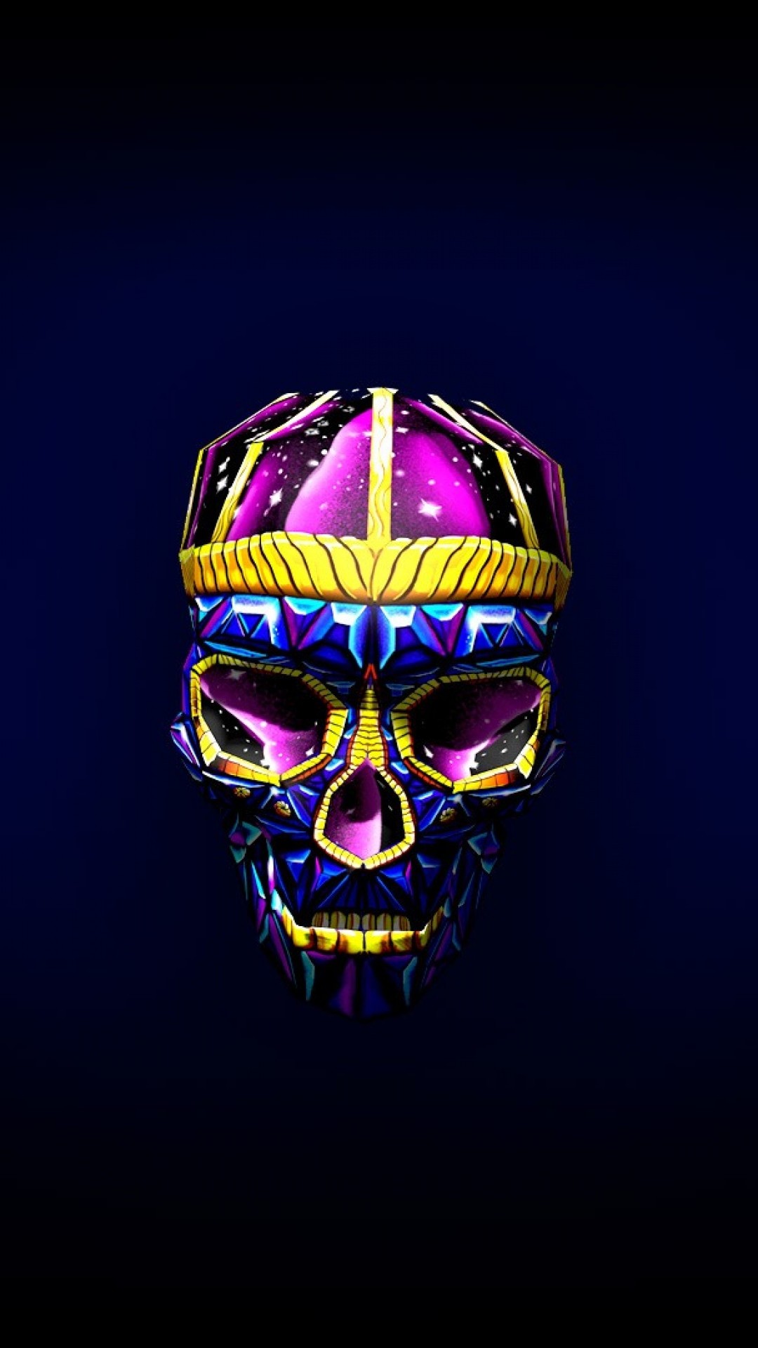 1080x1920 Preview wallpaper skull, art, bright, 3d 