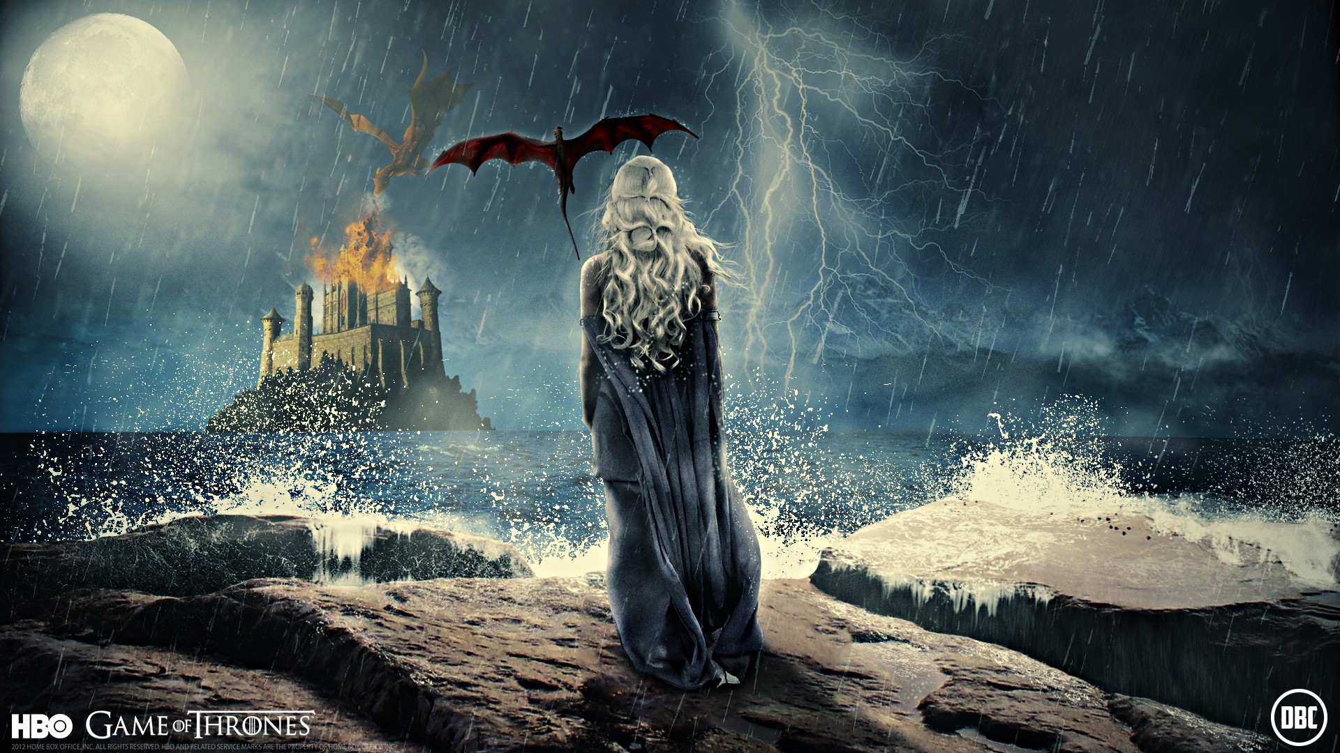 1920x1080 Artwork Daenerys Targaryen Dragons Emilia Clarke Game Of Thrones