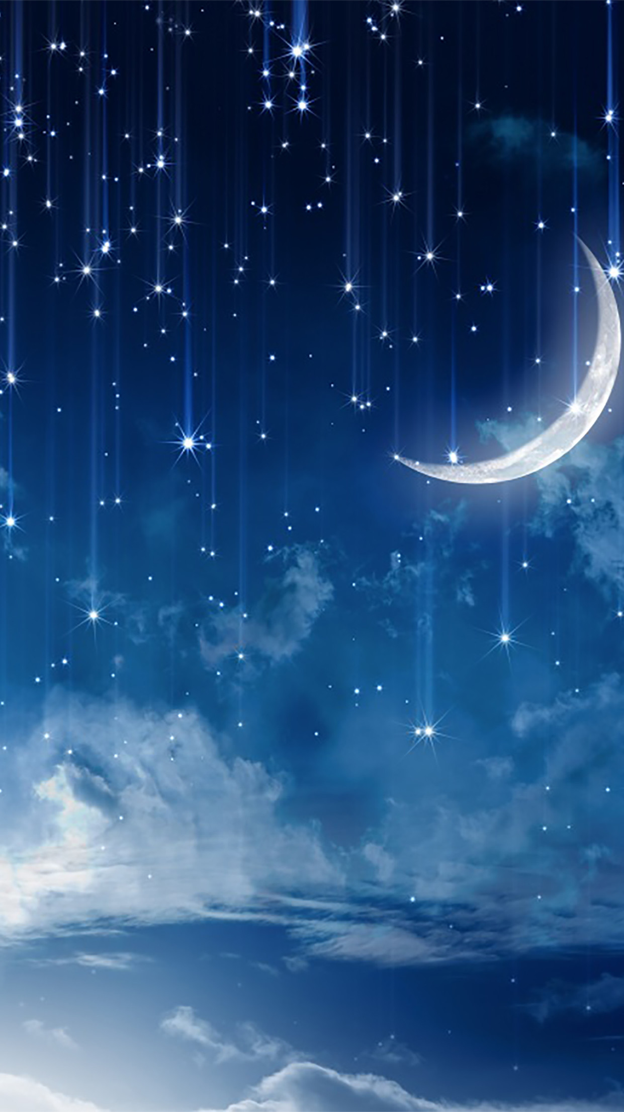1241x2209 Sky Sky with Stars and Moon 3Wallpapers iPhone Parallax Sky : Sky with stars  and moon
