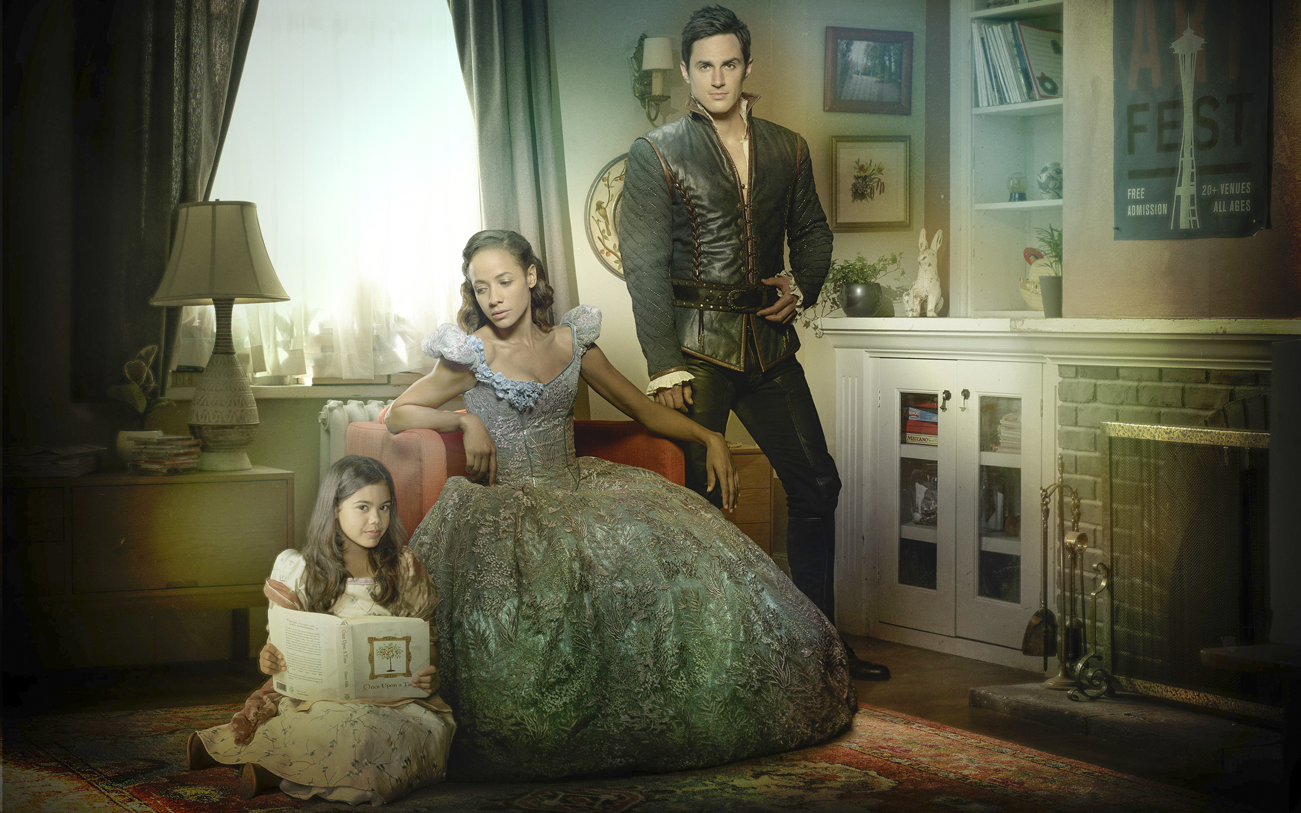 2560x1600 Once Upon a Time season 7 Wallpaper with Lucy, Henry and Cinderella