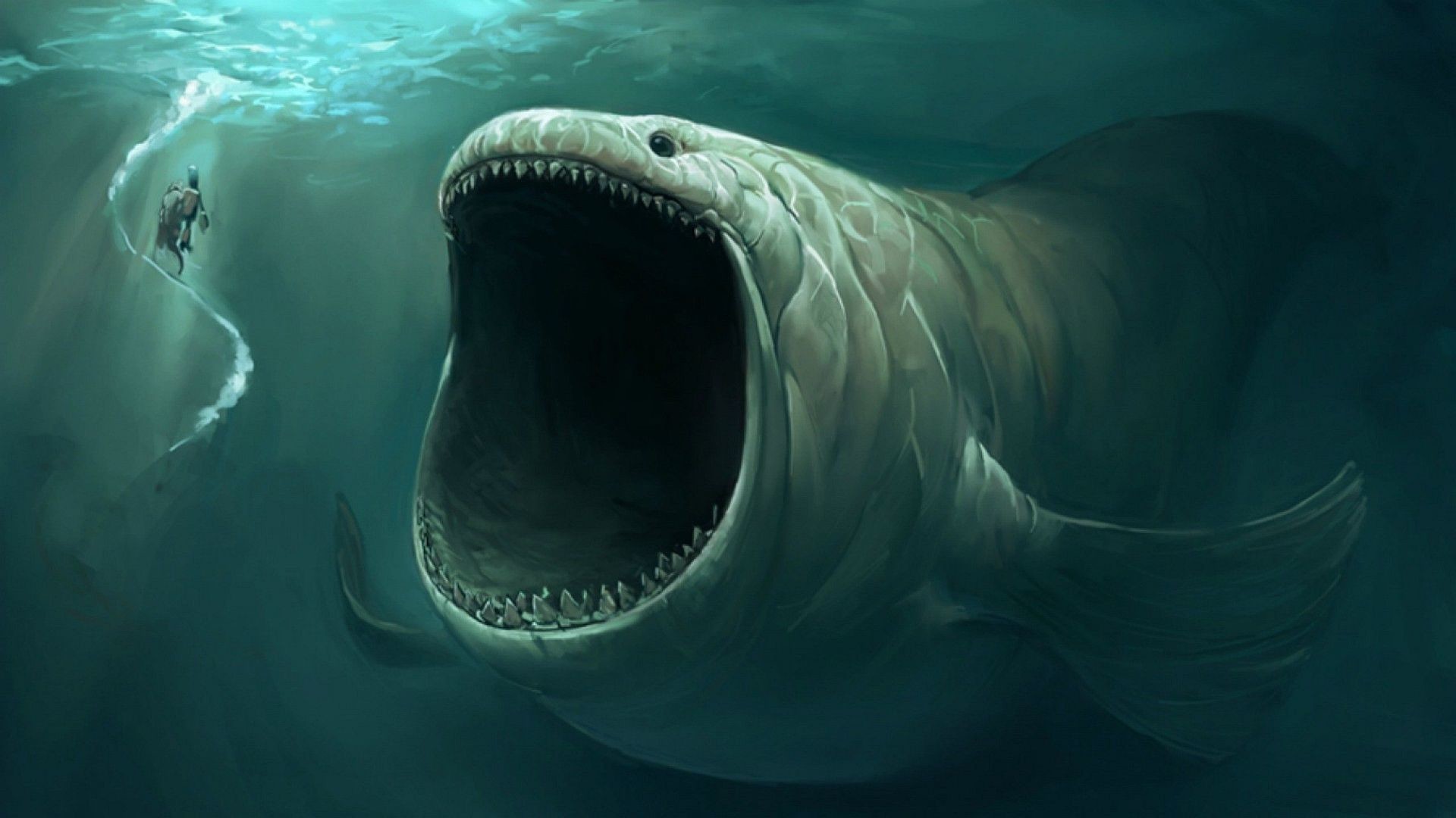 1920x1080  Scary Fish In The Ocean Background, Published by Kaitlin_Wugange,  Add on 2014-09
