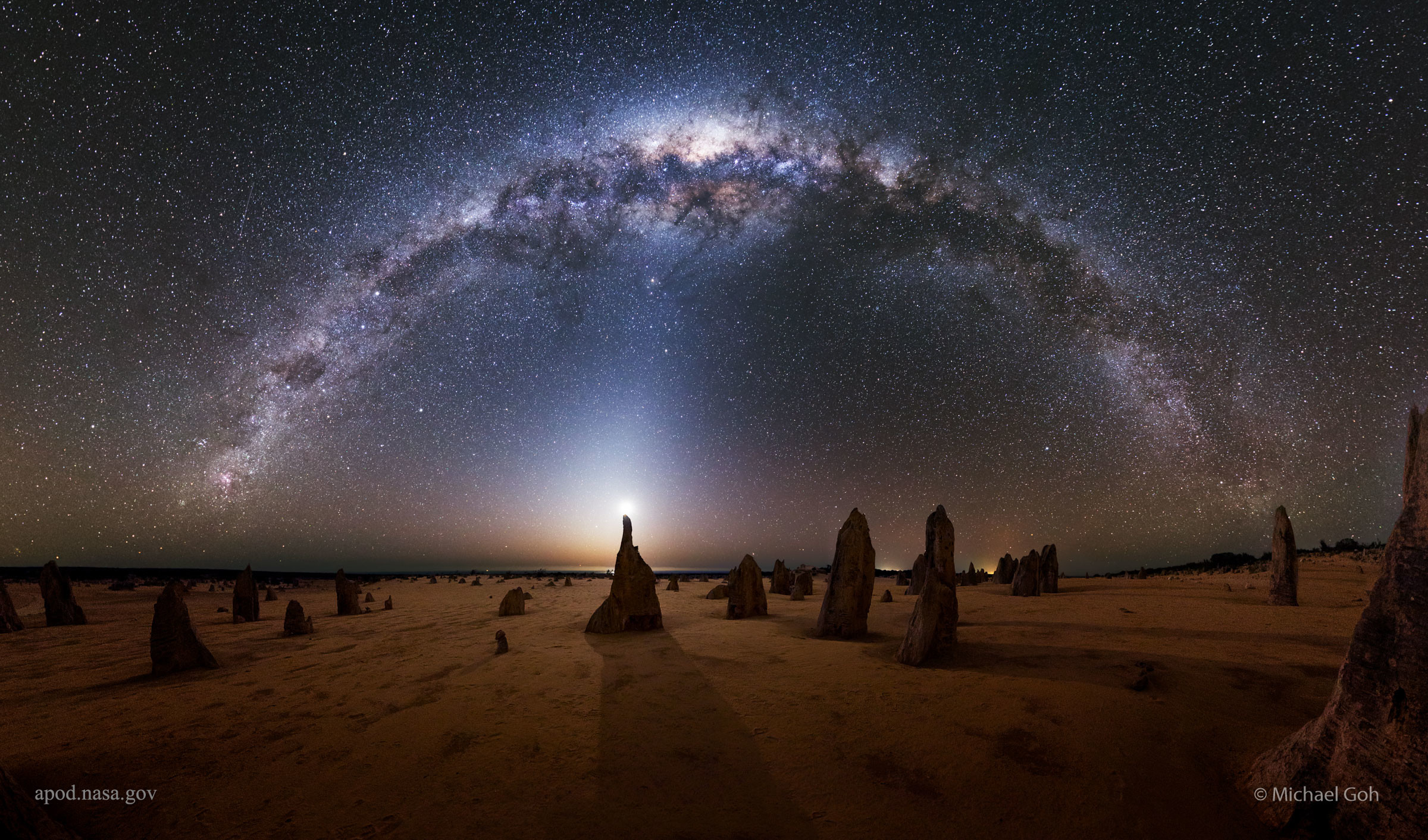 2400x1412 Milky Way in Australia's Pinnacles Wallpaper