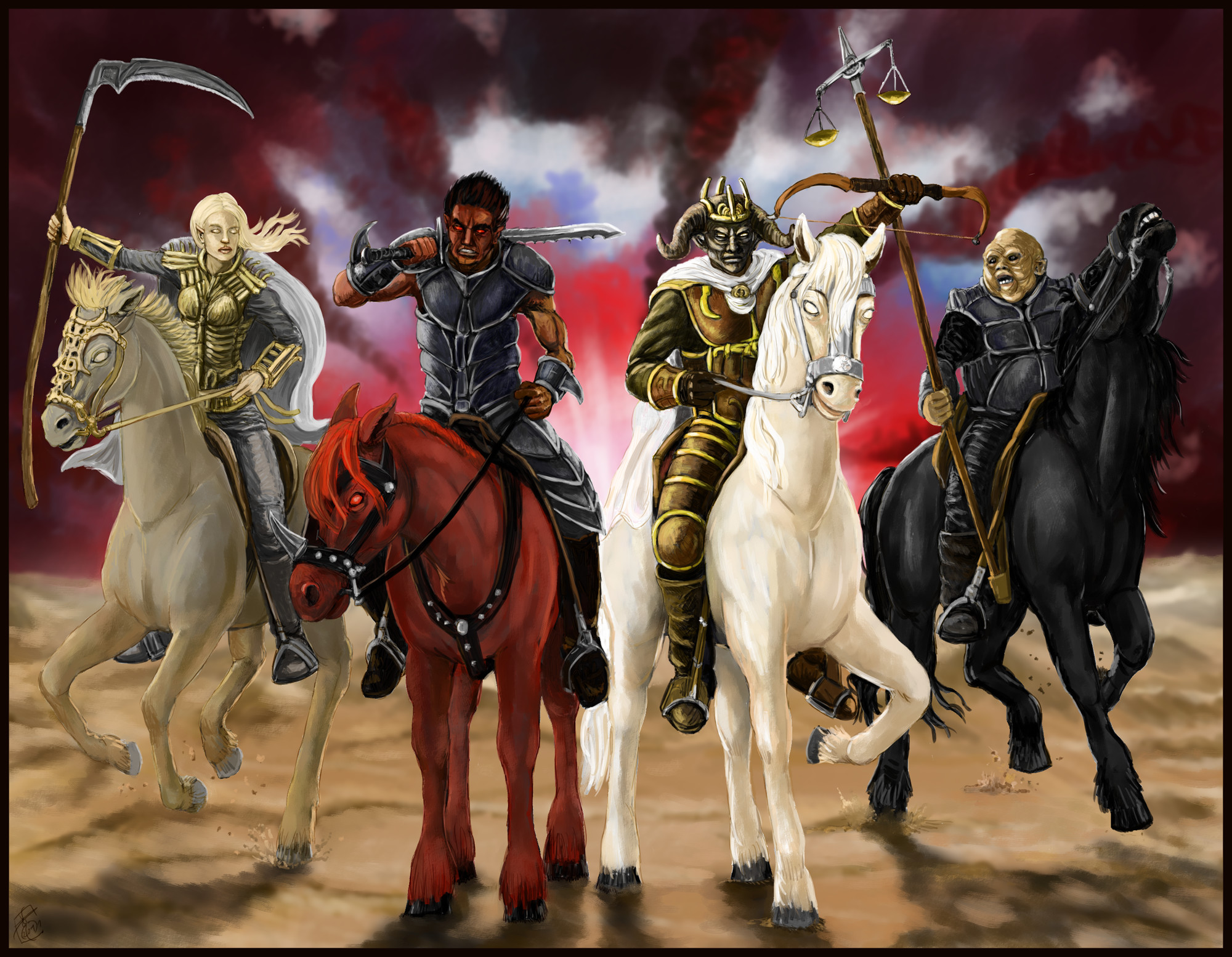 2000x1554 The Four Horsemen religion revelations dark horror horses reaper fantasy  art wallpaper |  | 37272 | WallpaperUP