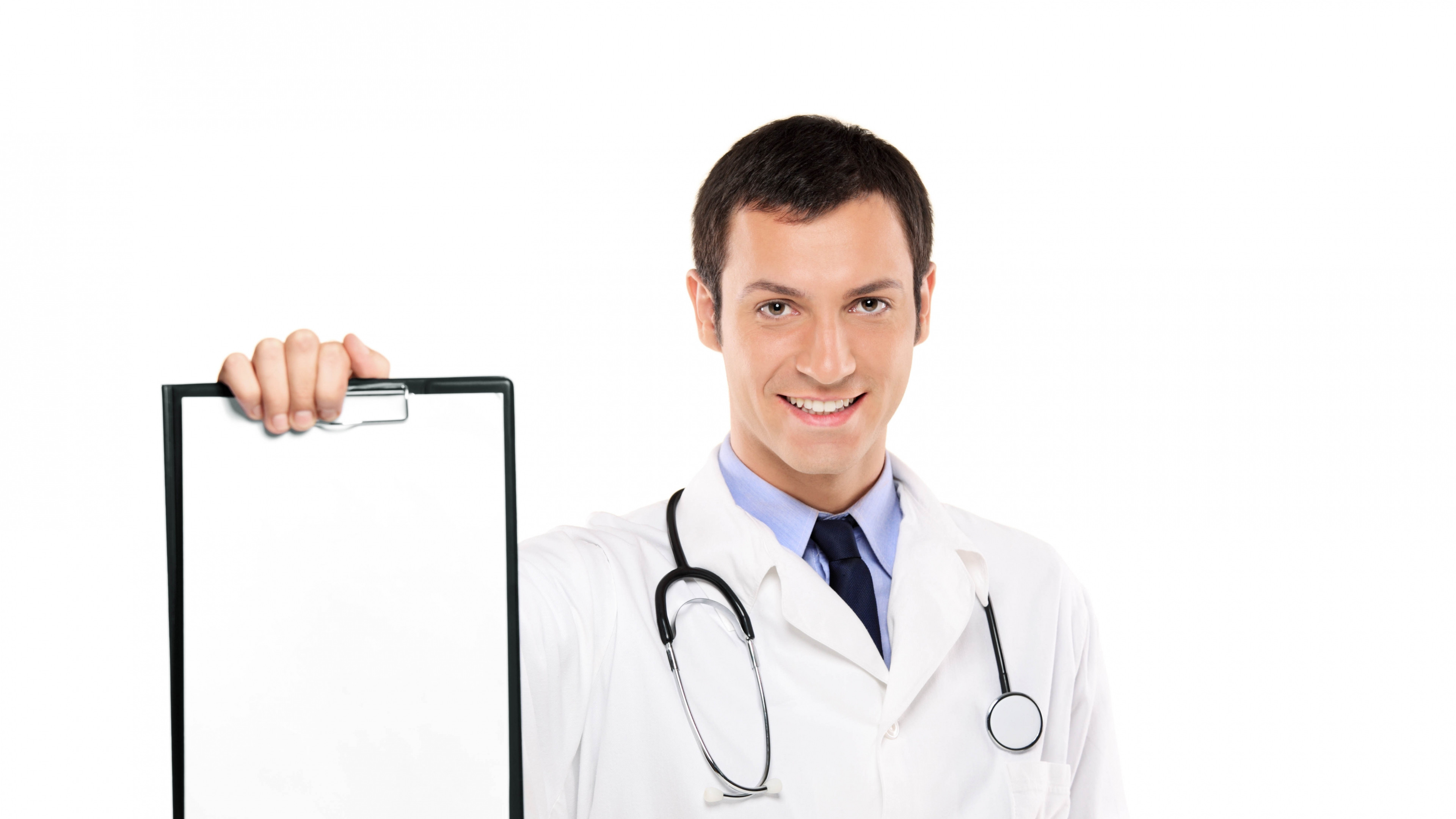 3840x2160 Preview wallpaper doctor, result, smile, white background 