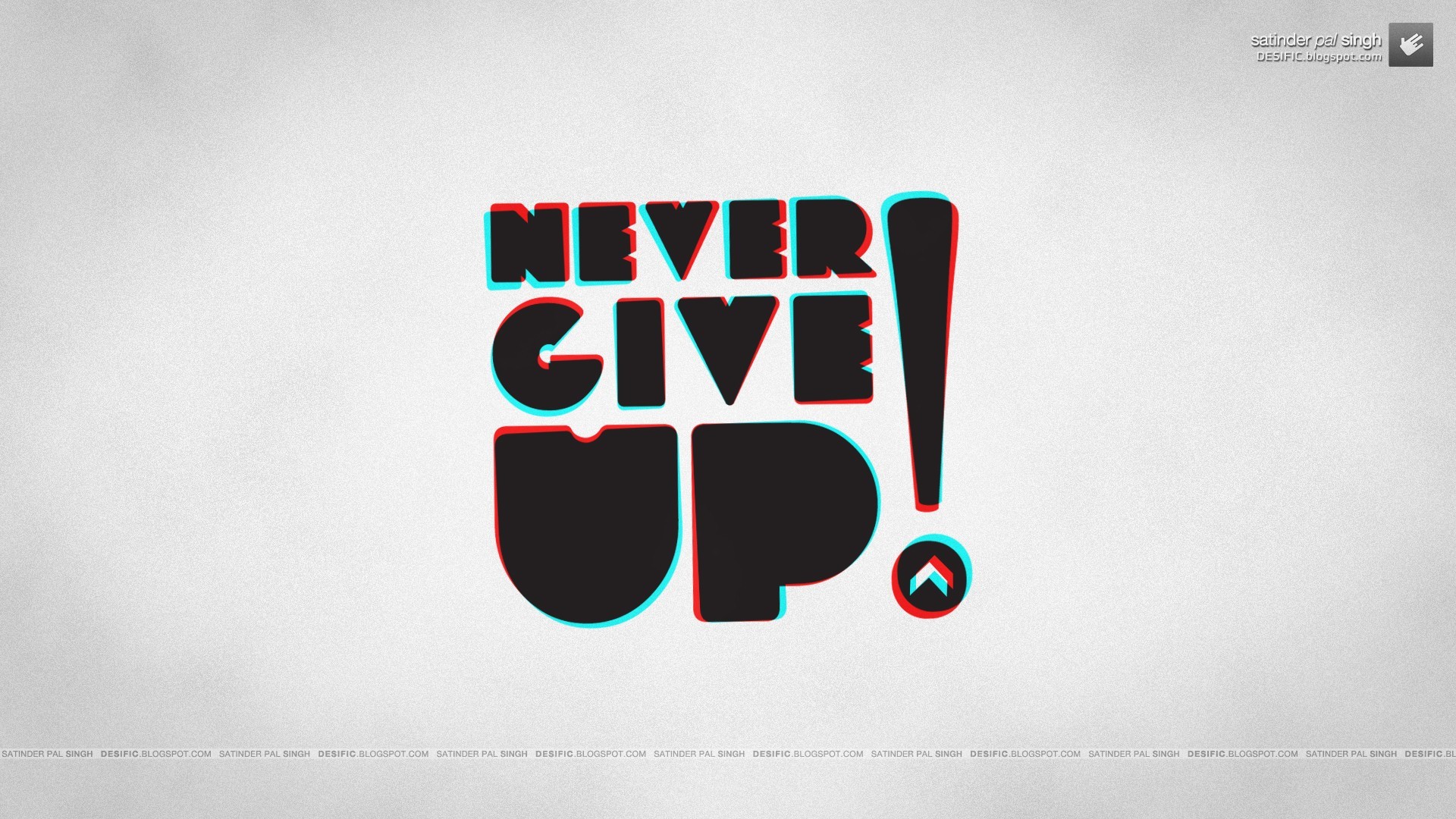 1920x1080 General  Never Give Up! typography anaglyph 3D motivational