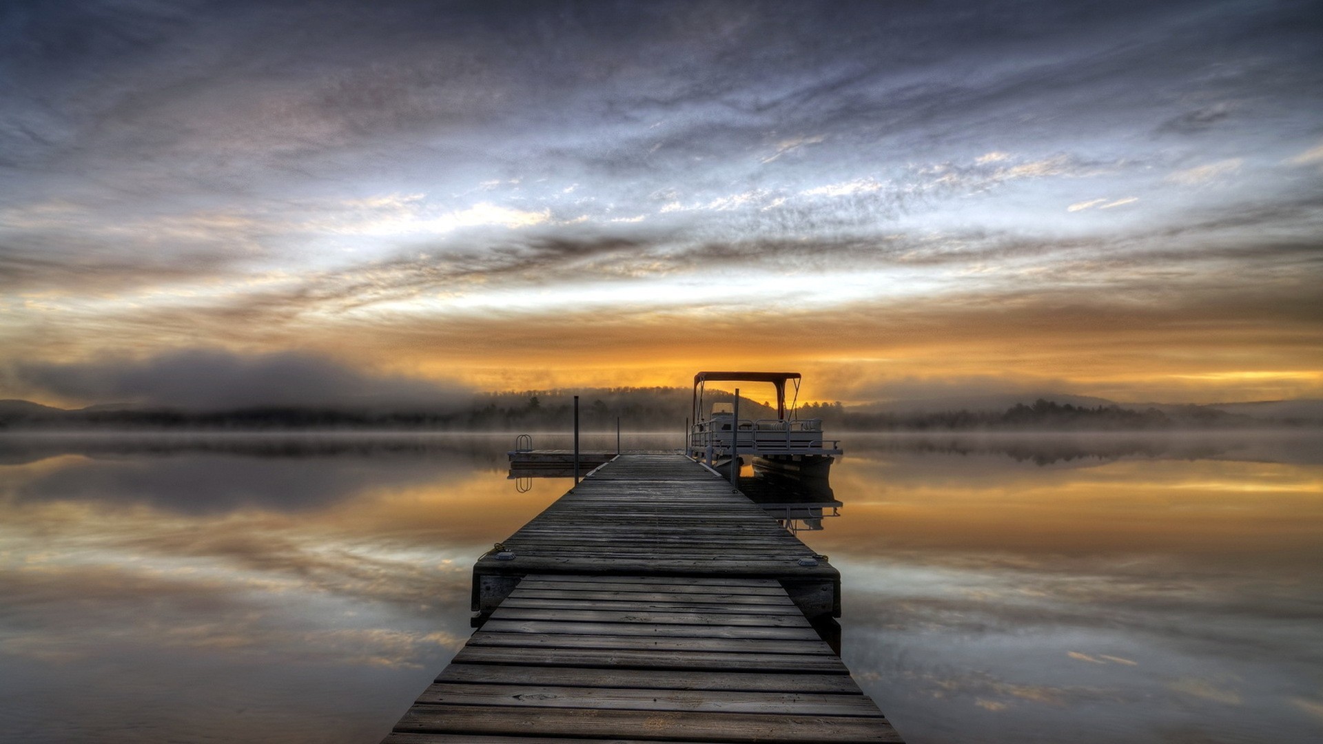 1920x1080 Bridges - Boat Docks Lake Morning Sunrise Dock Clouds Fog HD Wallpapers for  HD 16: