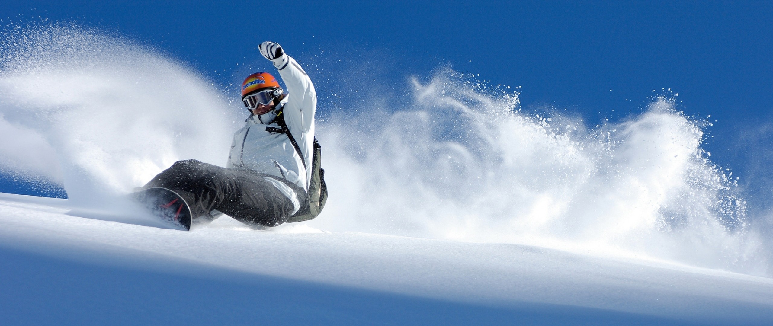 2560x1080 Preview wallpaper snowboard, descent, extreme, snow, balance 