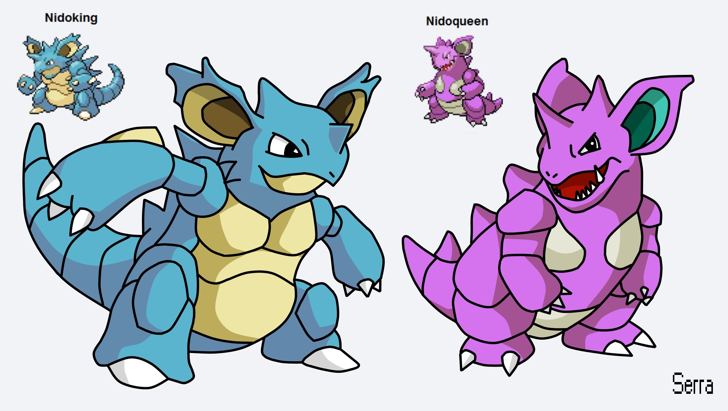 2457x1389 ... Pokemon Fusion - Nidoking and Nidoqueen by TheSerraVich