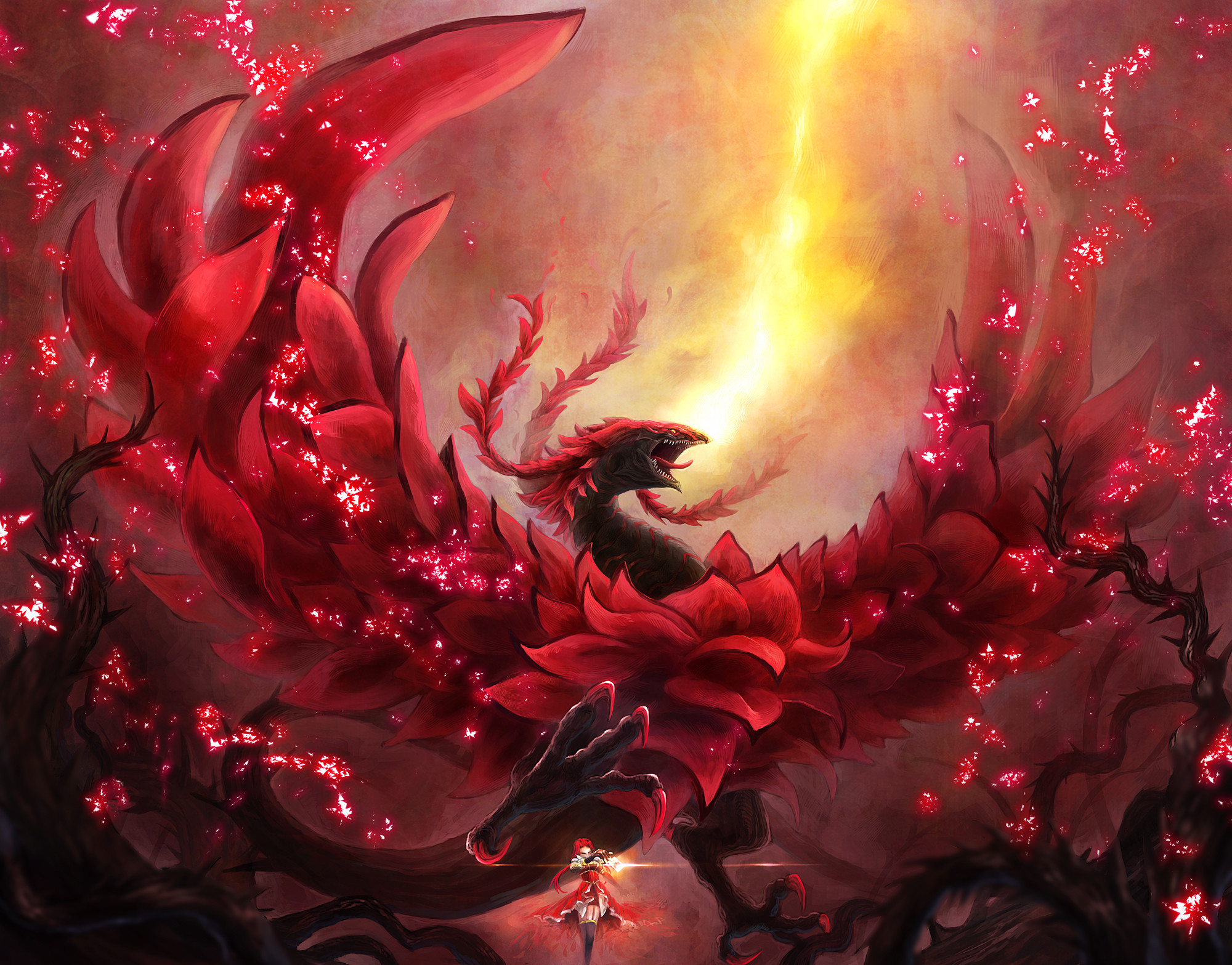 2000x1567 Wallpapers Dragons van ken003 yu-gi-oh black rose dragon izayoi aki Red  Fantasy