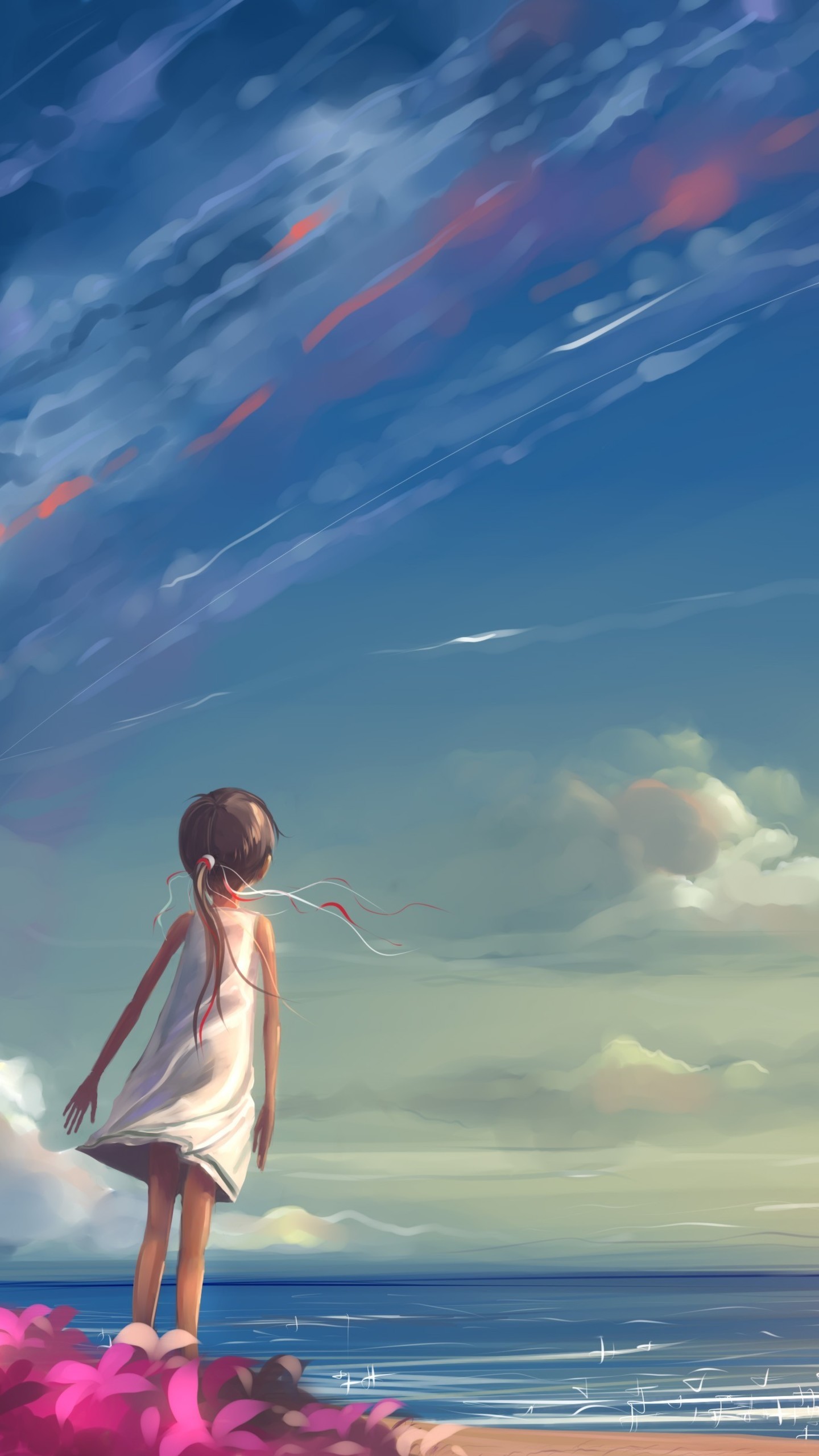 1440x2560 little-girl-looking-at-kite-artwork-landscape-4k-
