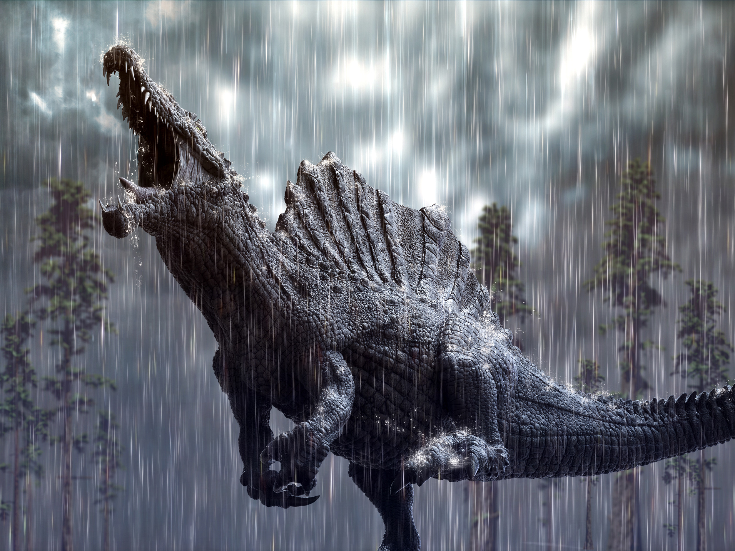 2500x1876 ... Spinosaurus in a tropical storm by Herschel-Hoffmeyer