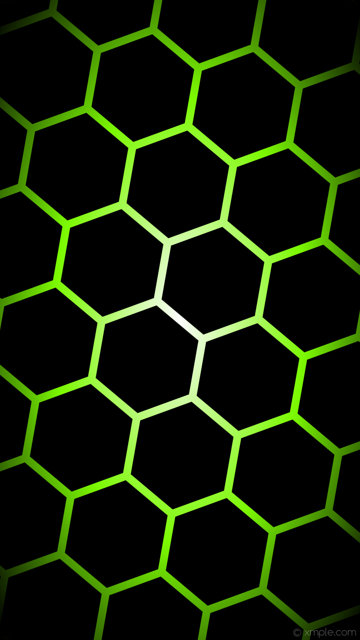 1152x2048 wallpaper glow hexagon black white green gradient lawn green #000000  #ffffff #7cfc00 diagonal
