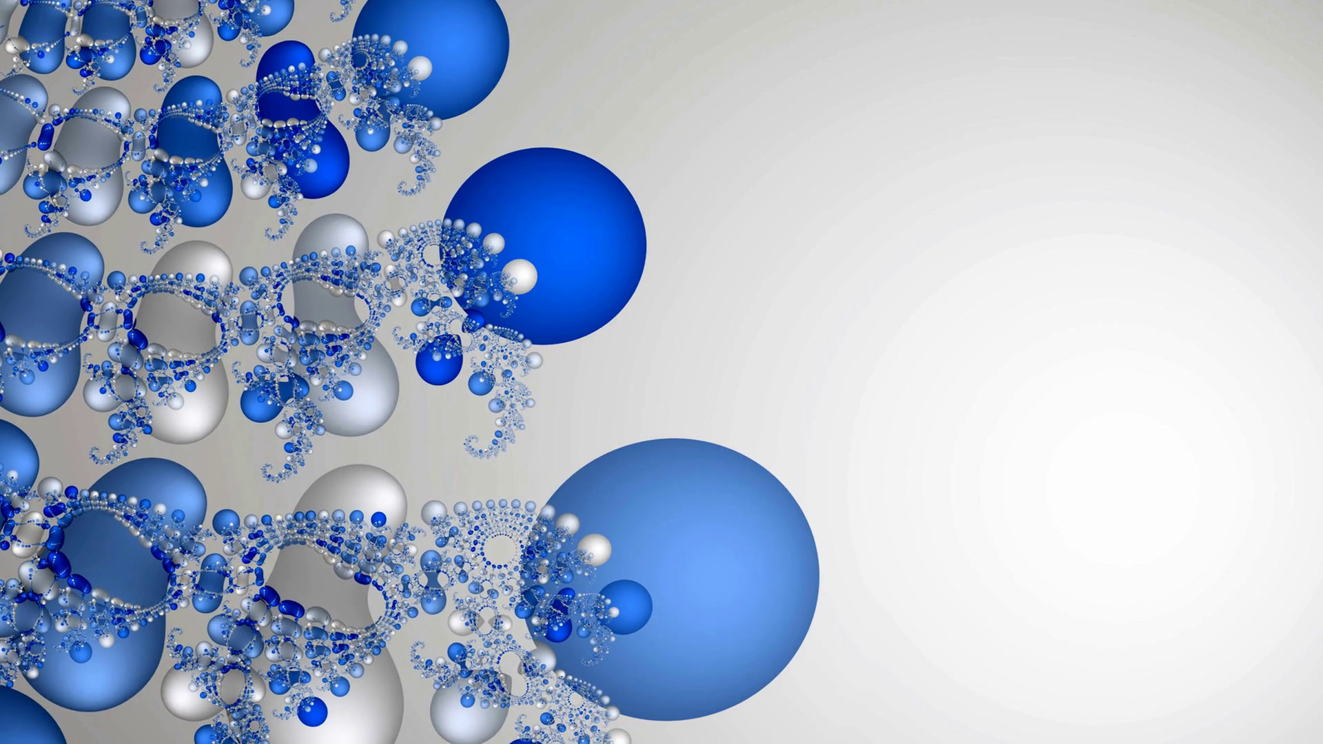 1920x1080 Animated blue spirals and spheres on a white background. Seamless loop  abstract motion background on