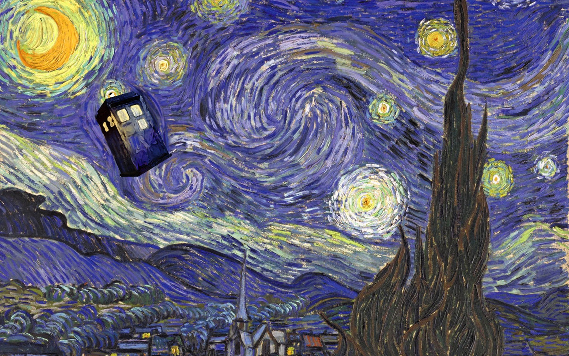1920x1200 Doctor Who, Vincent Van Gogh, TARDIS