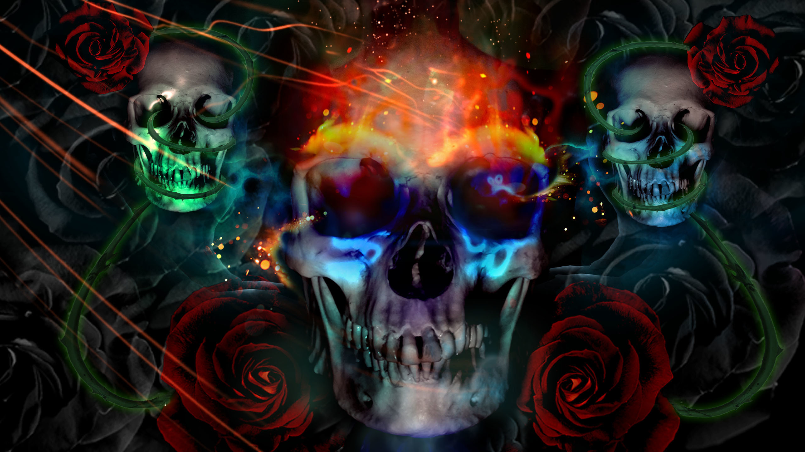 2560x1440  1920x1200 Animated Background Images | Green Skull Wallpaper |  Animation .