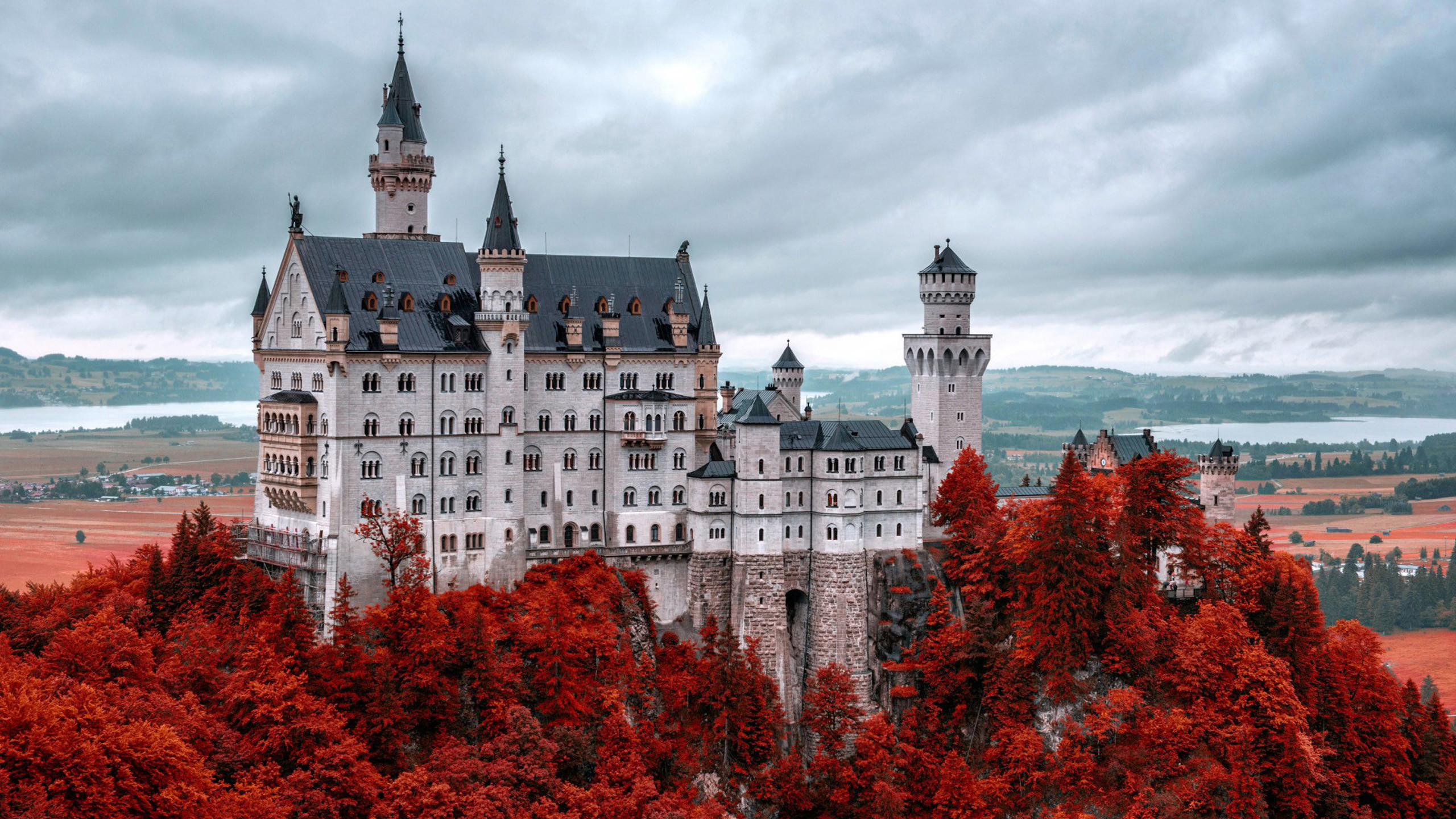 2560x1440 ... Red Neuschwanstein Castle Wallpapers, HD Wallpaper Downloads