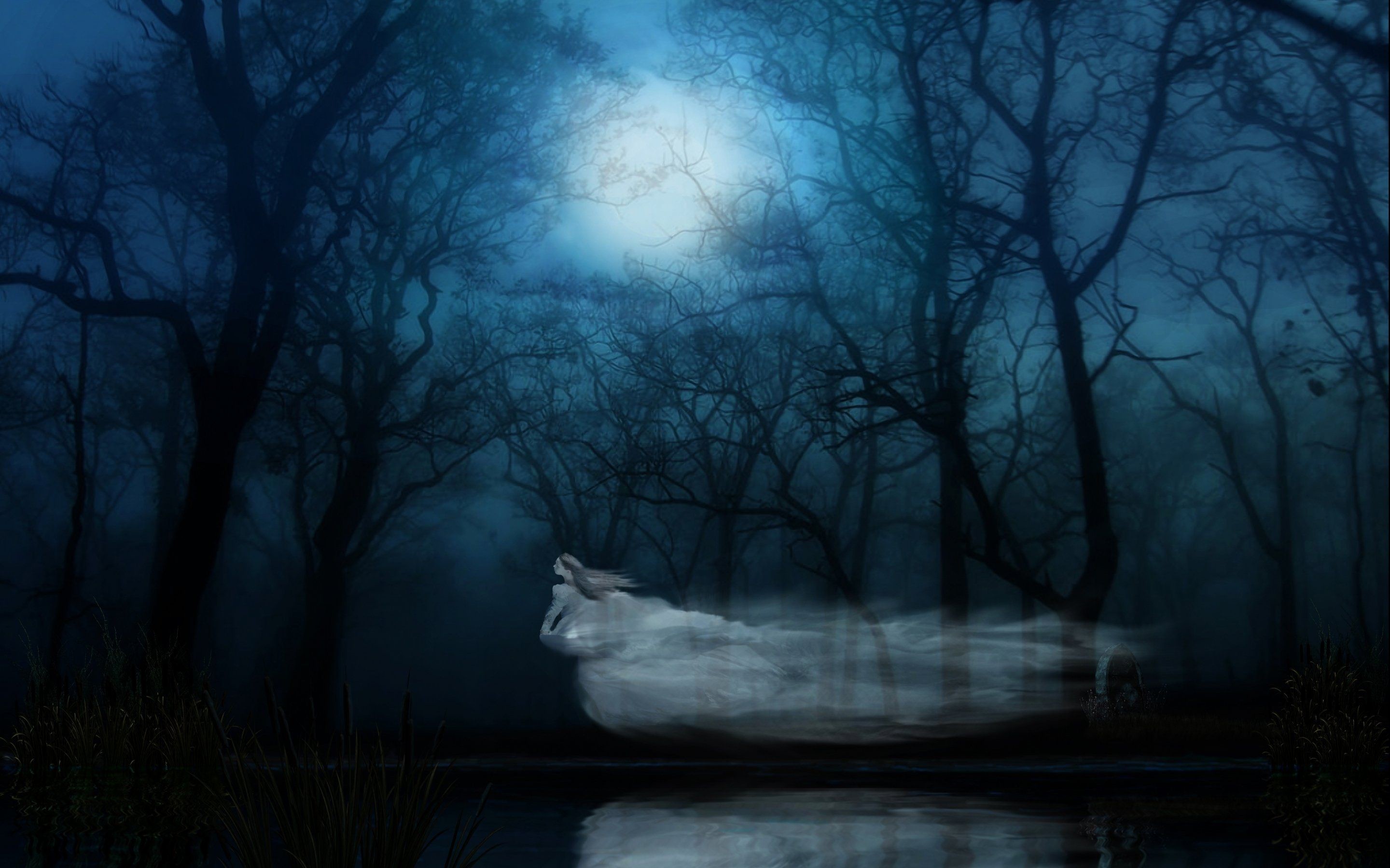 2880x1800 Dark ghost fantasy art artwork horror spooky creepy halloween .