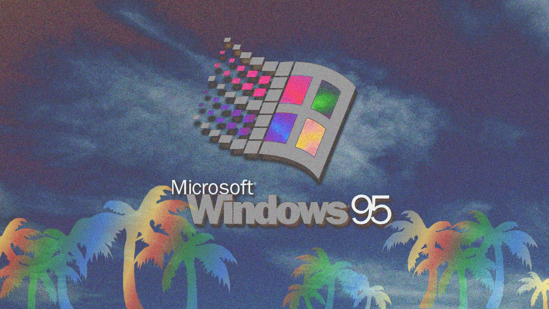 1920x1080 General  Microsoft Windows vaporwave palm trees Windows 95