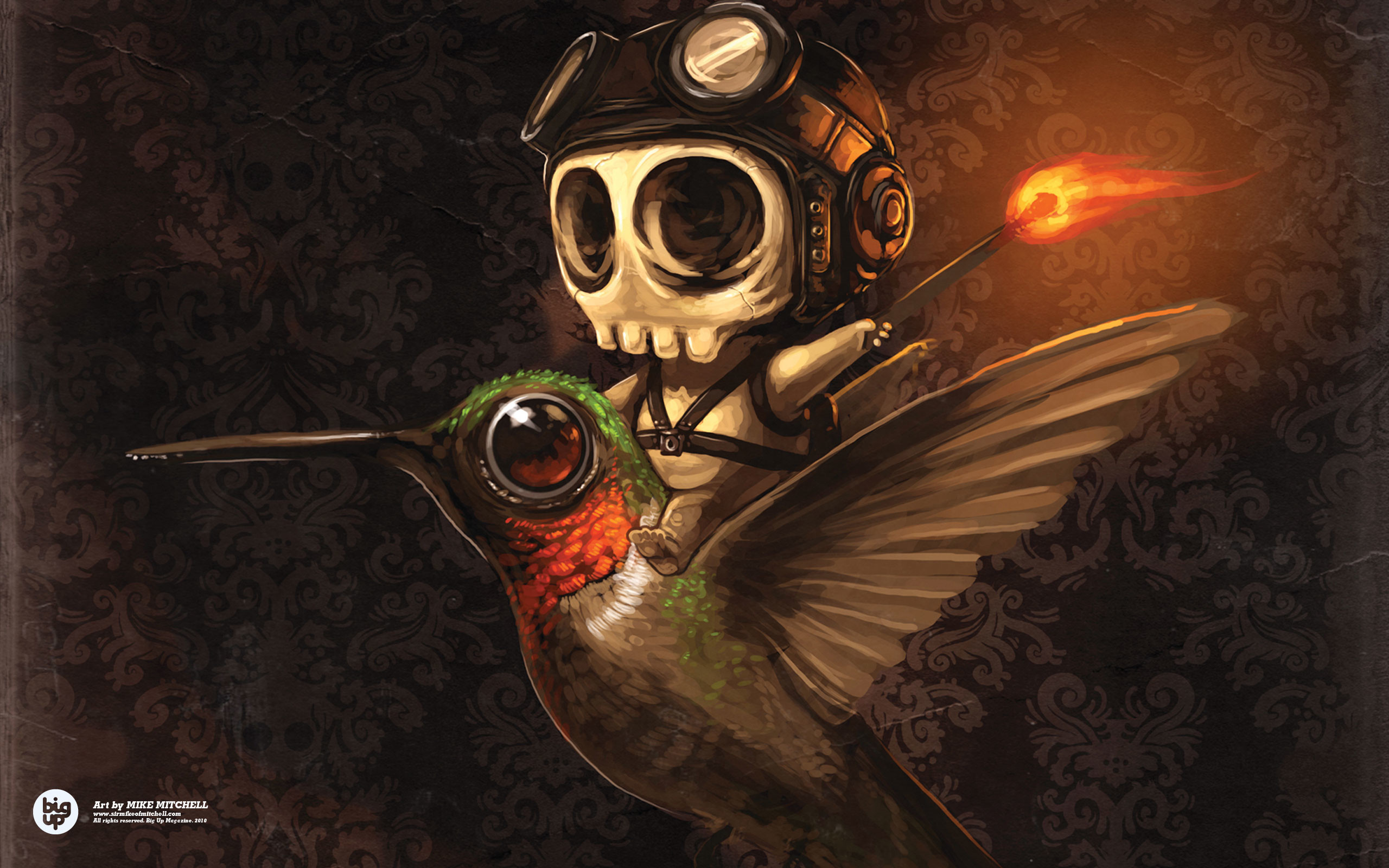 2560x1600 Skeleton holding a lily-bird Wallpaper #5165 | Darkness .