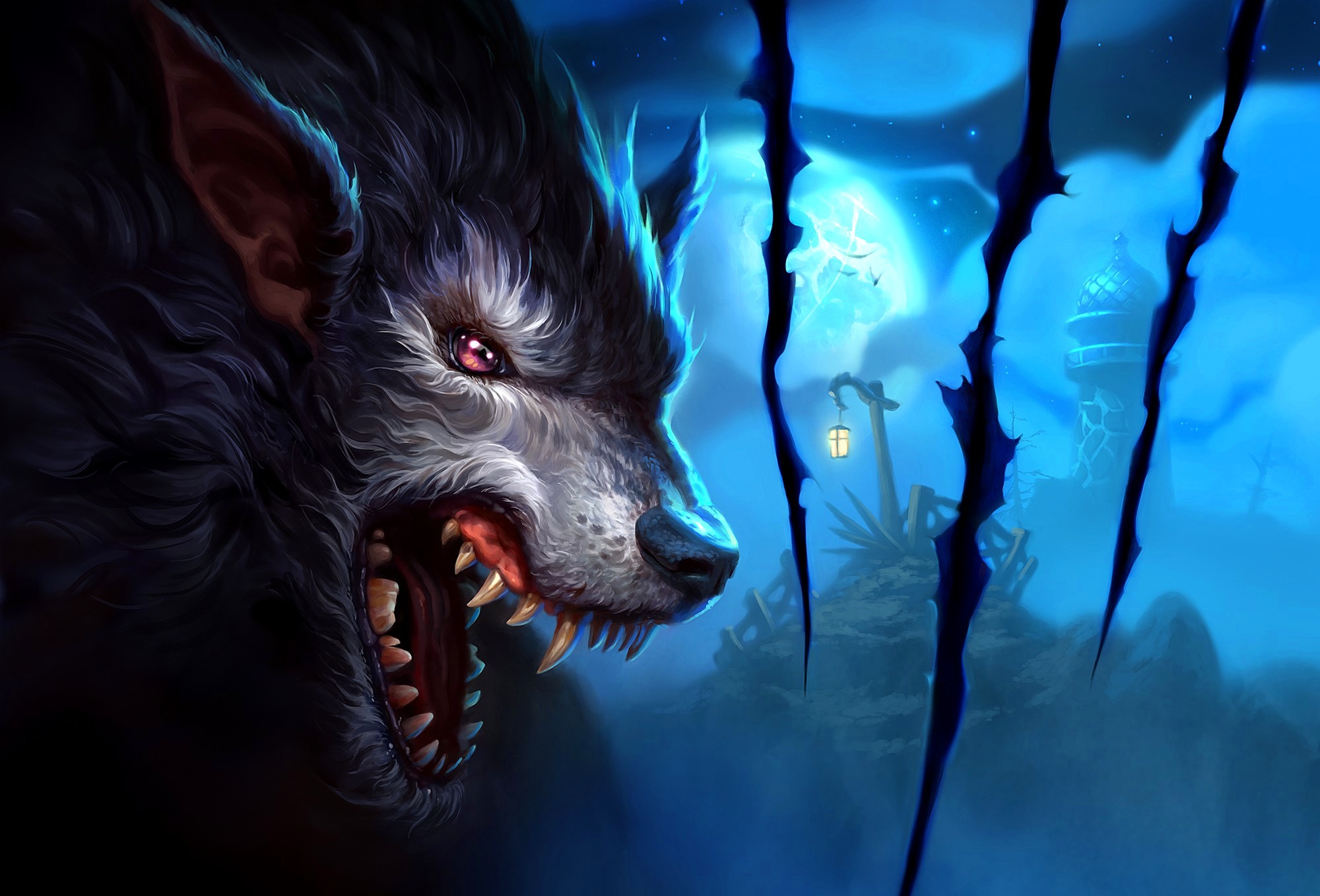 2000x1358 Wild Wolf Moon - HD animal animation wallpapers - Wild Wolf Moon